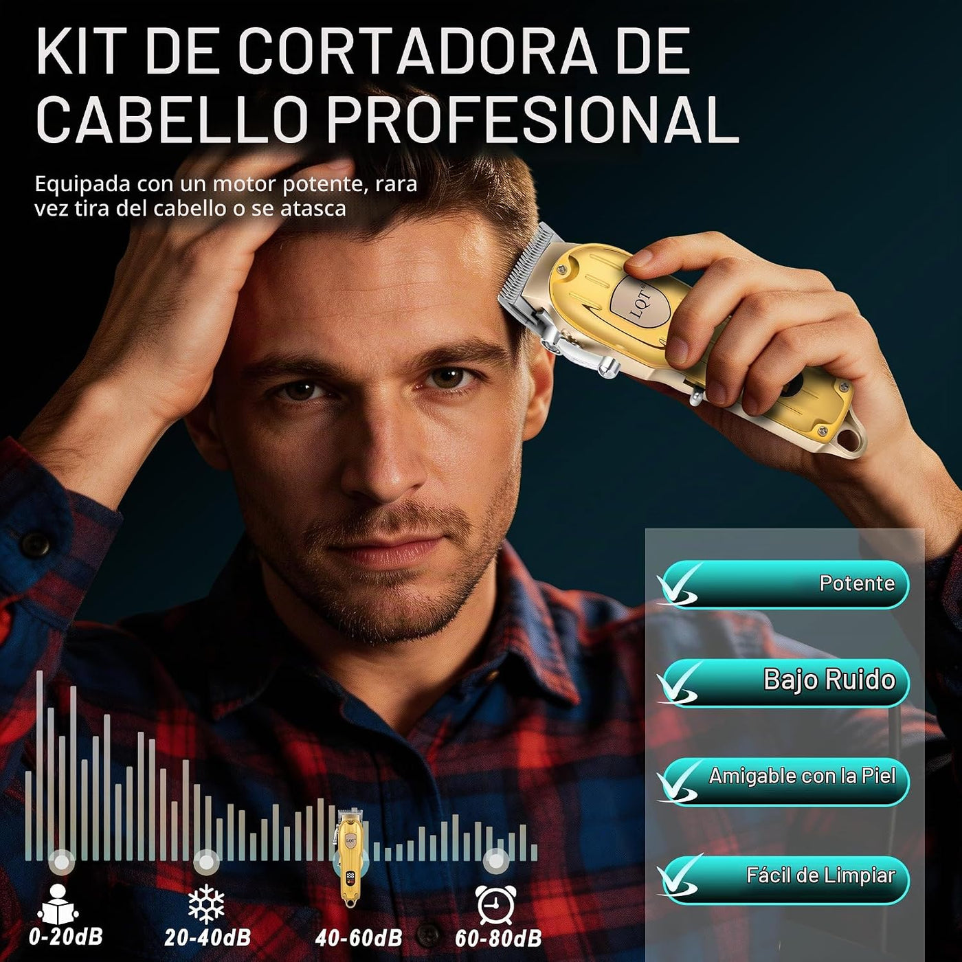 Cortapelos para hombres con pantalla LED, kit de aseo inalámbrico d...