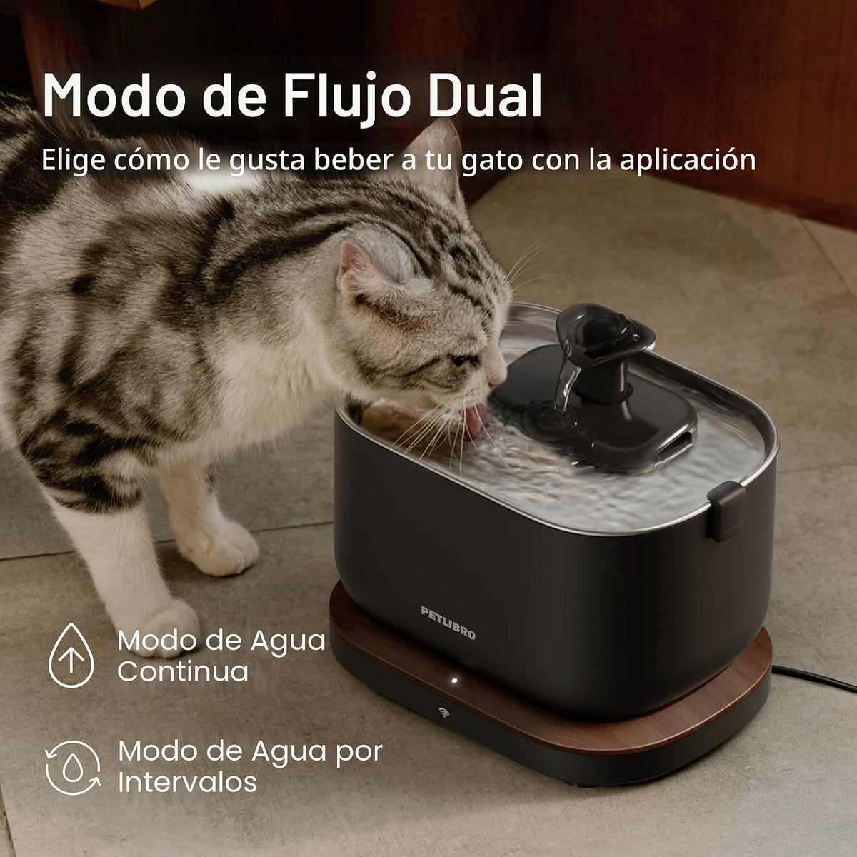 PETLIBRO Fuente de agua para gatos, bandeja de acero inoxidable, mo...