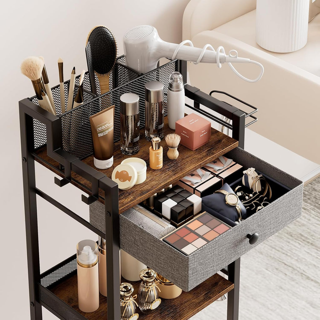 FURFUN - Soporte de baño, carrito de maquillaje con cajón para cosm...