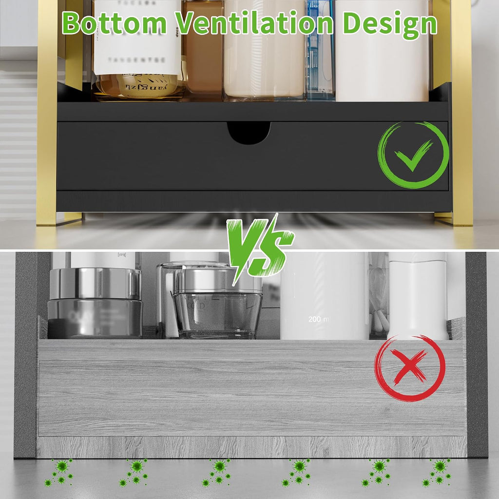 Organizador de mostrador de baño de 2 niveles, estante de tocador d...
