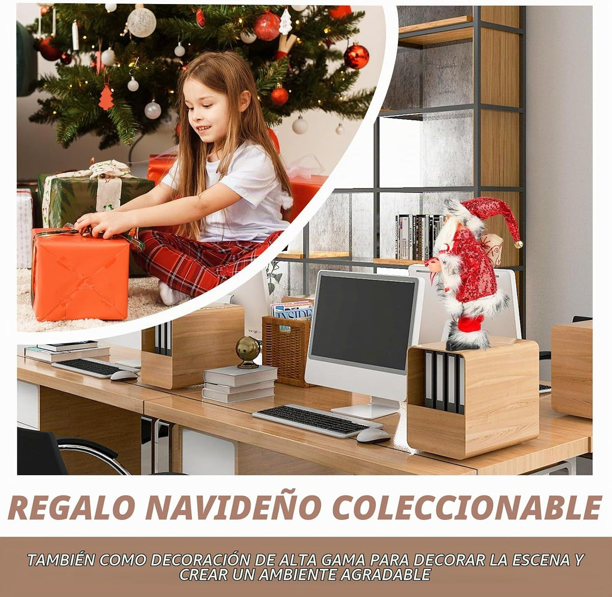 SdeNow Figura musical animada de Papá Noel de 14 pulgadas para deco...