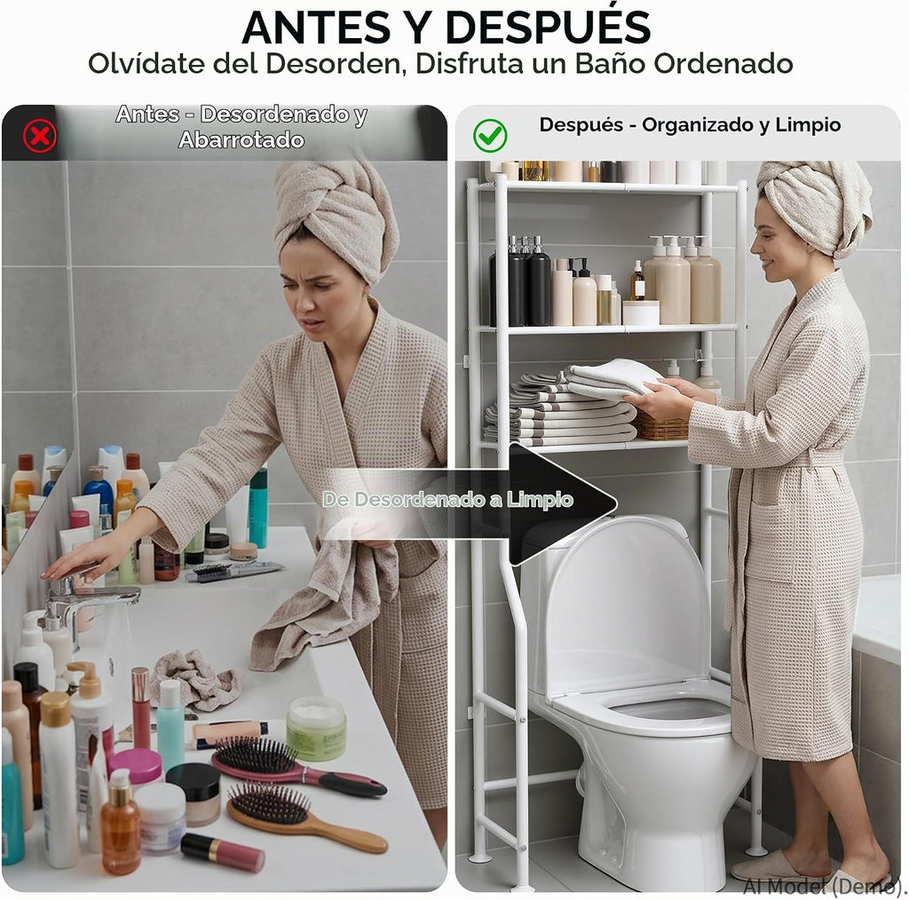 ASCENREST Almacenamiento de inodoro de 3 niveles, antipunta, 64 pul...