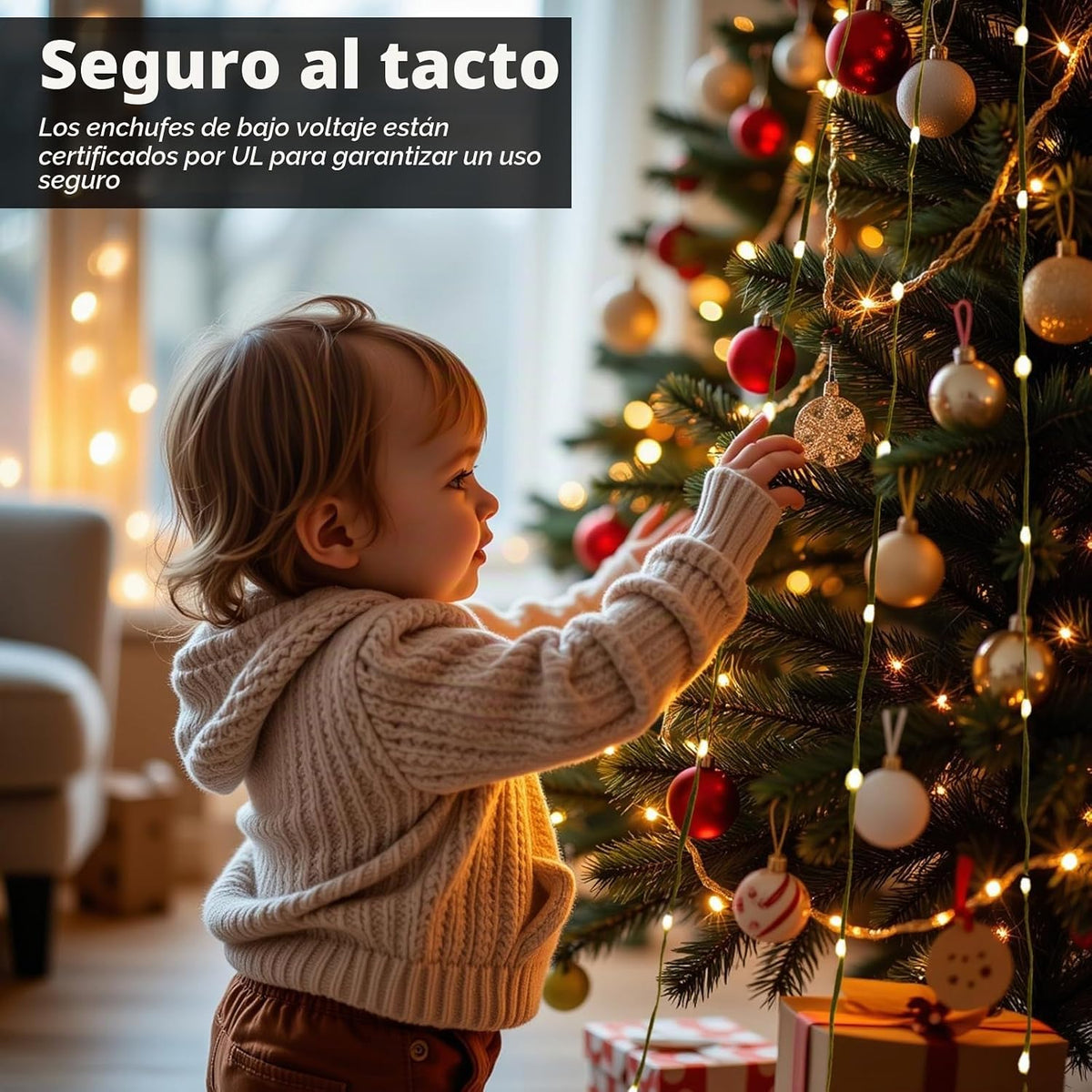 ROSE ME 200 luces LED para árbol de Navidad, 6.6 pies x 10 cuerdas,...