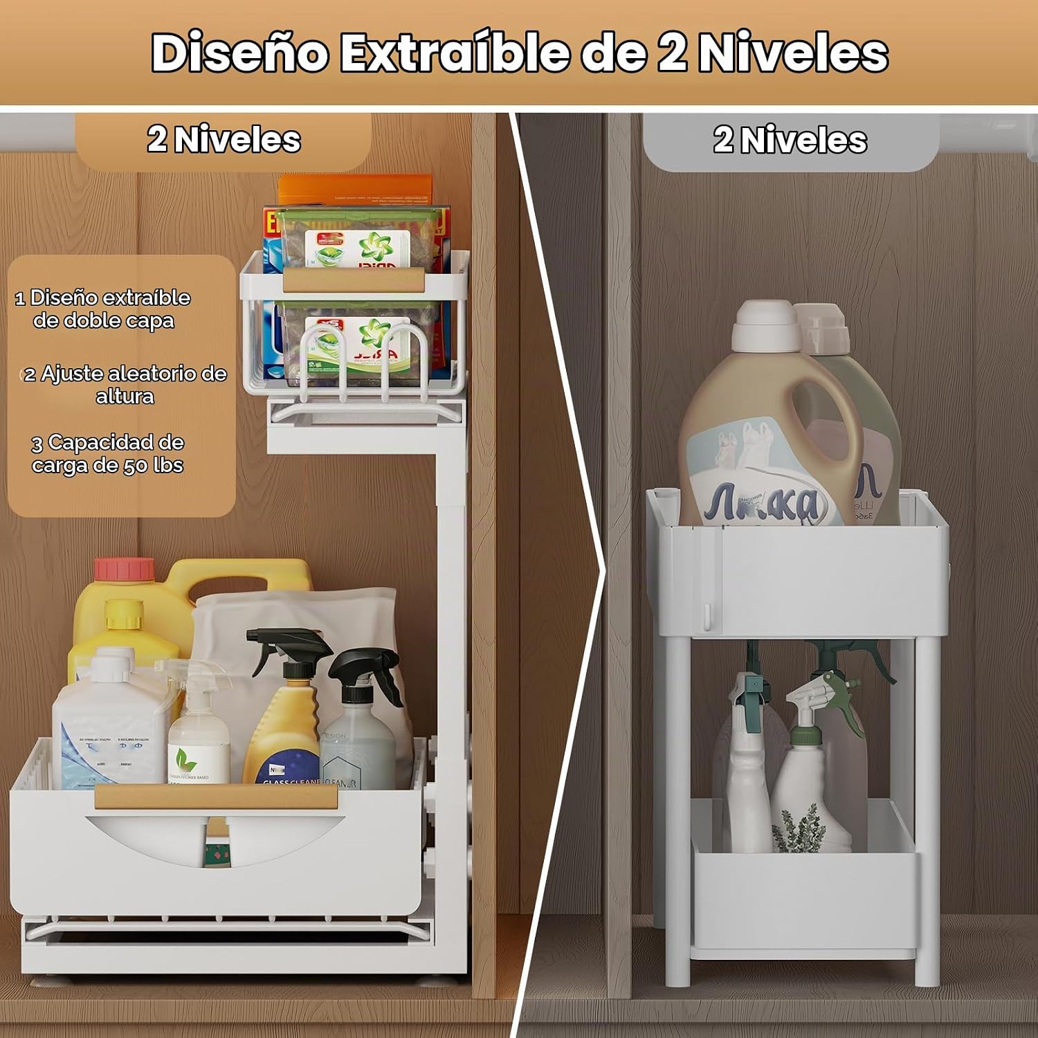 Aekenr Organizador y almacenamiento para debajo del fregadero para...