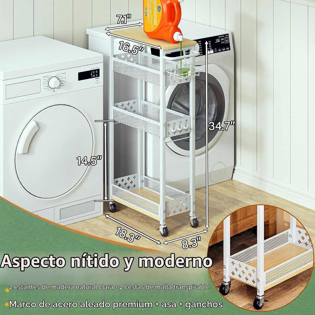 OKZEST Carrito de almacenamiento delgado y rodante, carrito de orga...