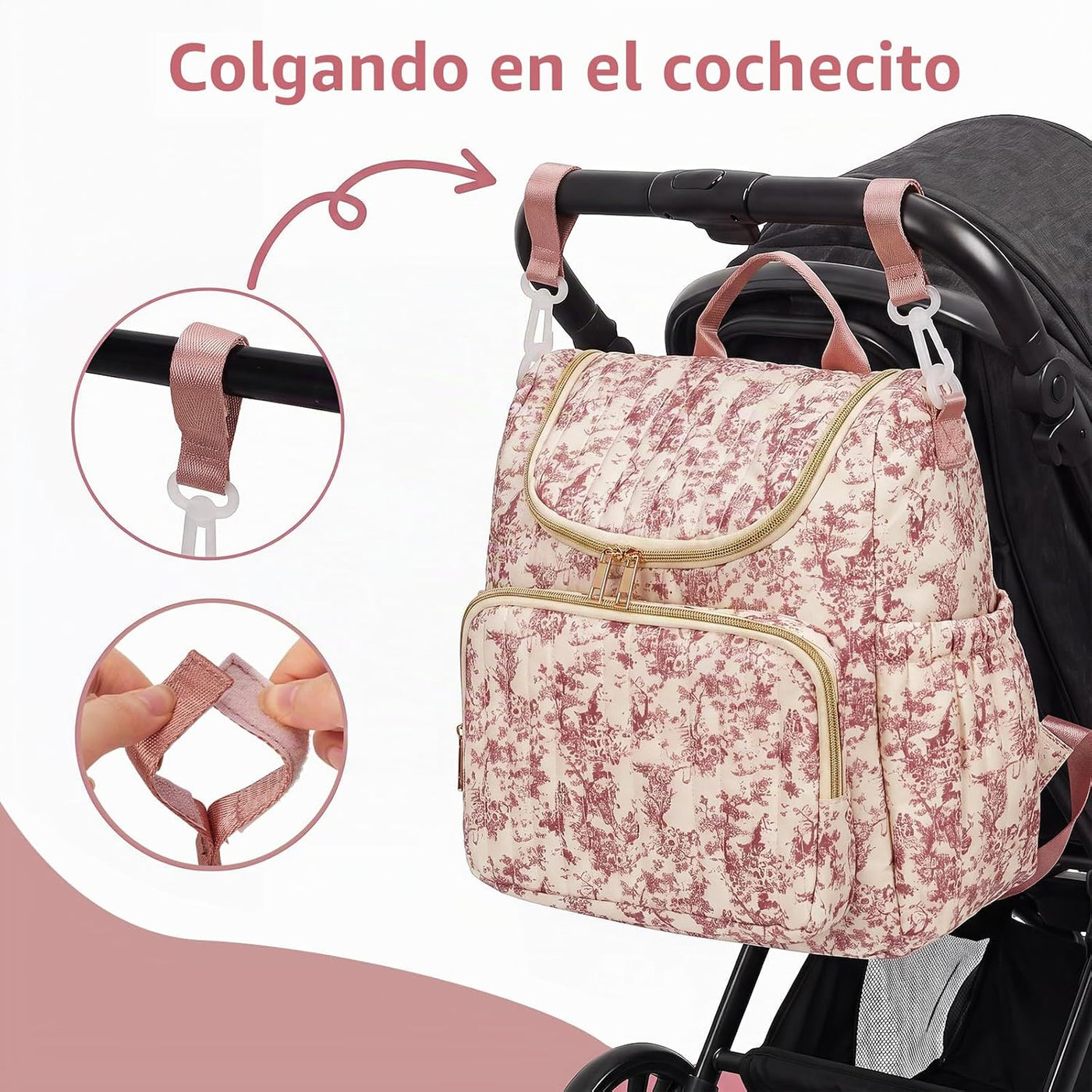 YESFIXS Mochila acolchada para pañales, mochila grande con estampad...