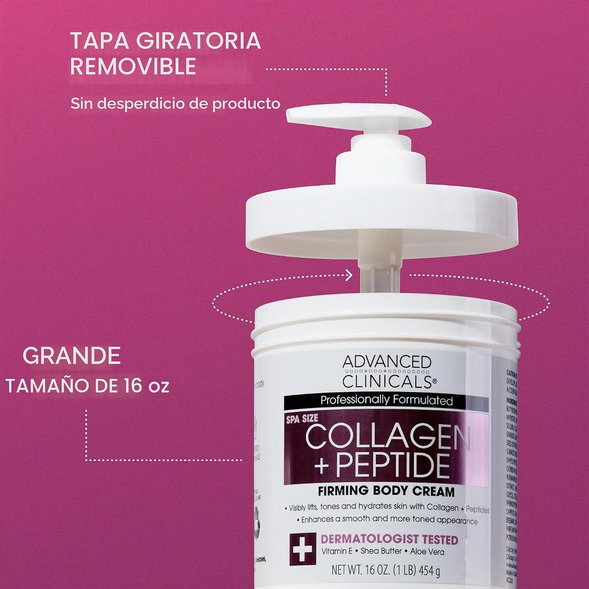 Advanced Clinicals Loción corporal y hidratante facial de péptidos...
