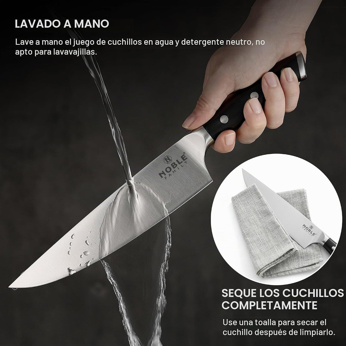 Juego de cuchillos con bloque, N NOBLE FAMILY, juego de 16 cuchillo...