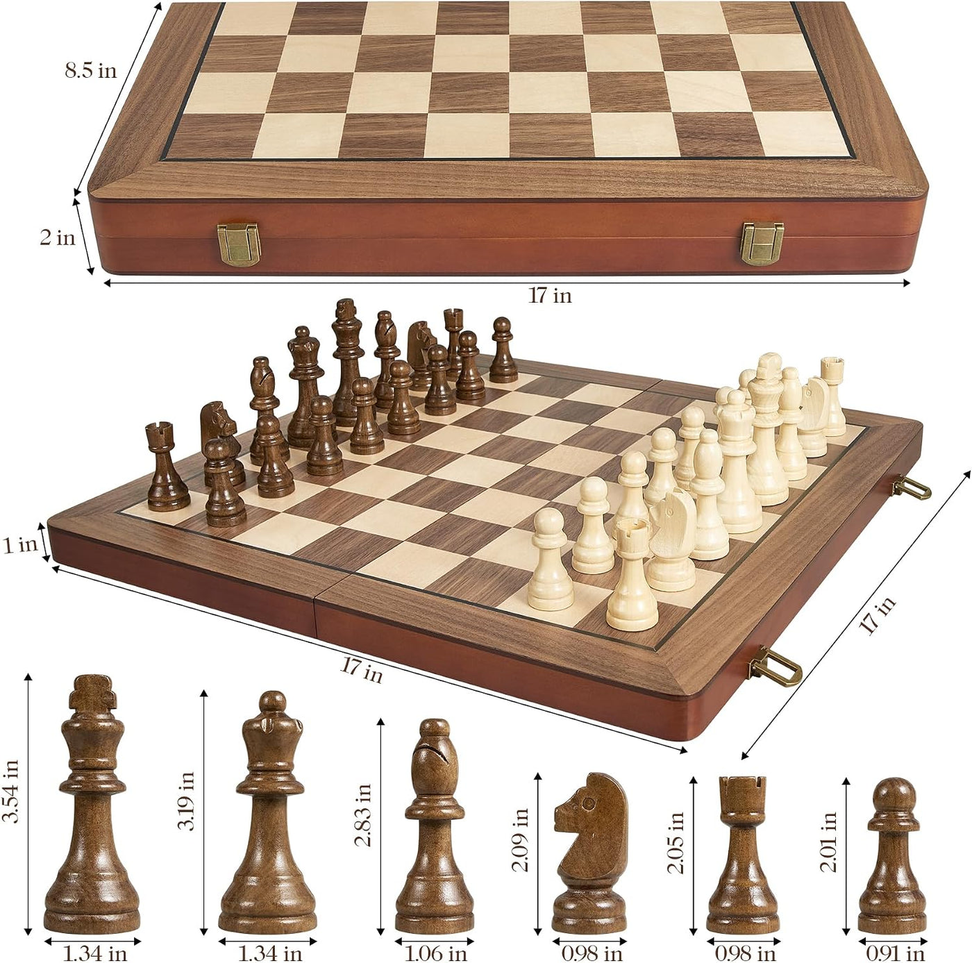 Ajedrez Magnético de Madera 17"