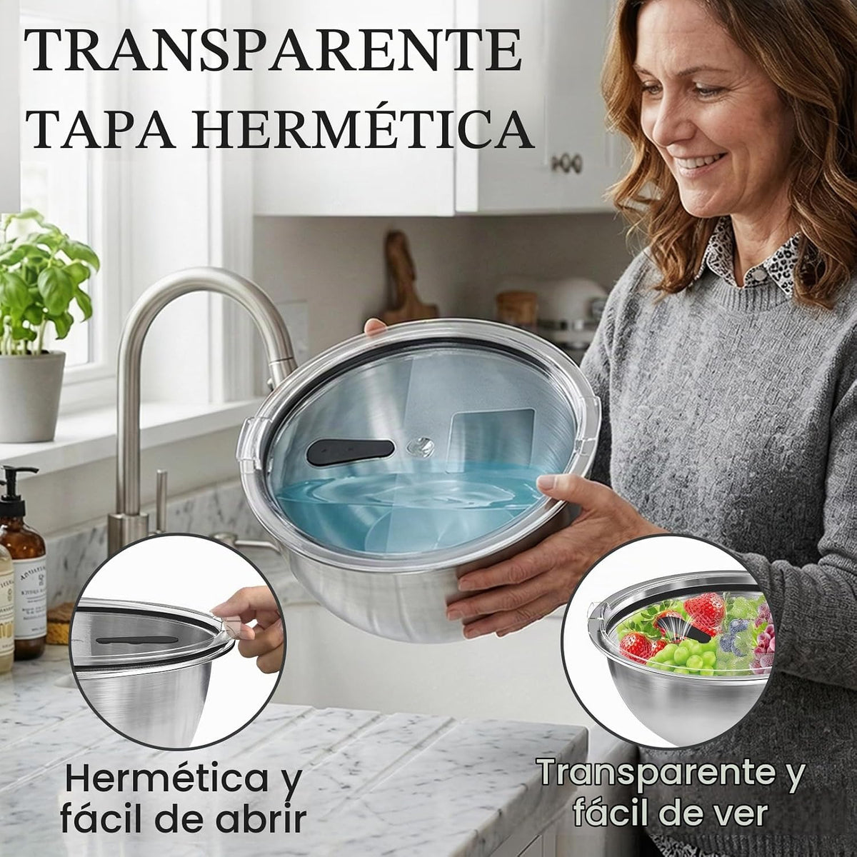 DUTZUN Cuencos para mezclar de alta calidad, acero inoxidable 304,...