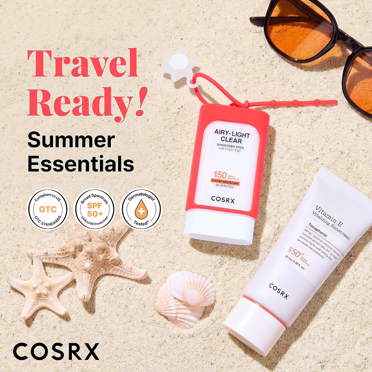 COSRX Protector solar con vitamina E y luz aireada con llavero de r...