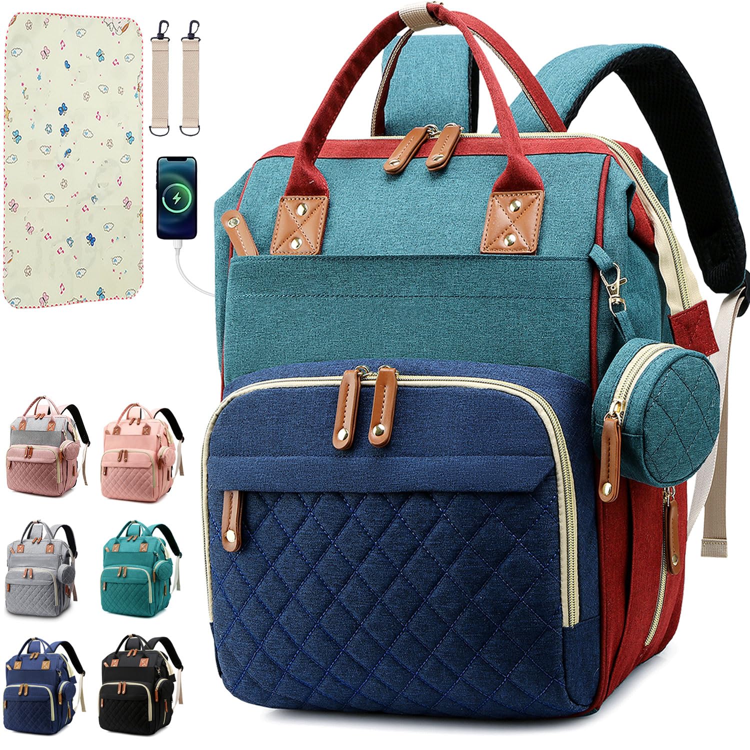 SHITIESHOU Bolsa de pañales mochila para bebé, bolsa de pañales par...