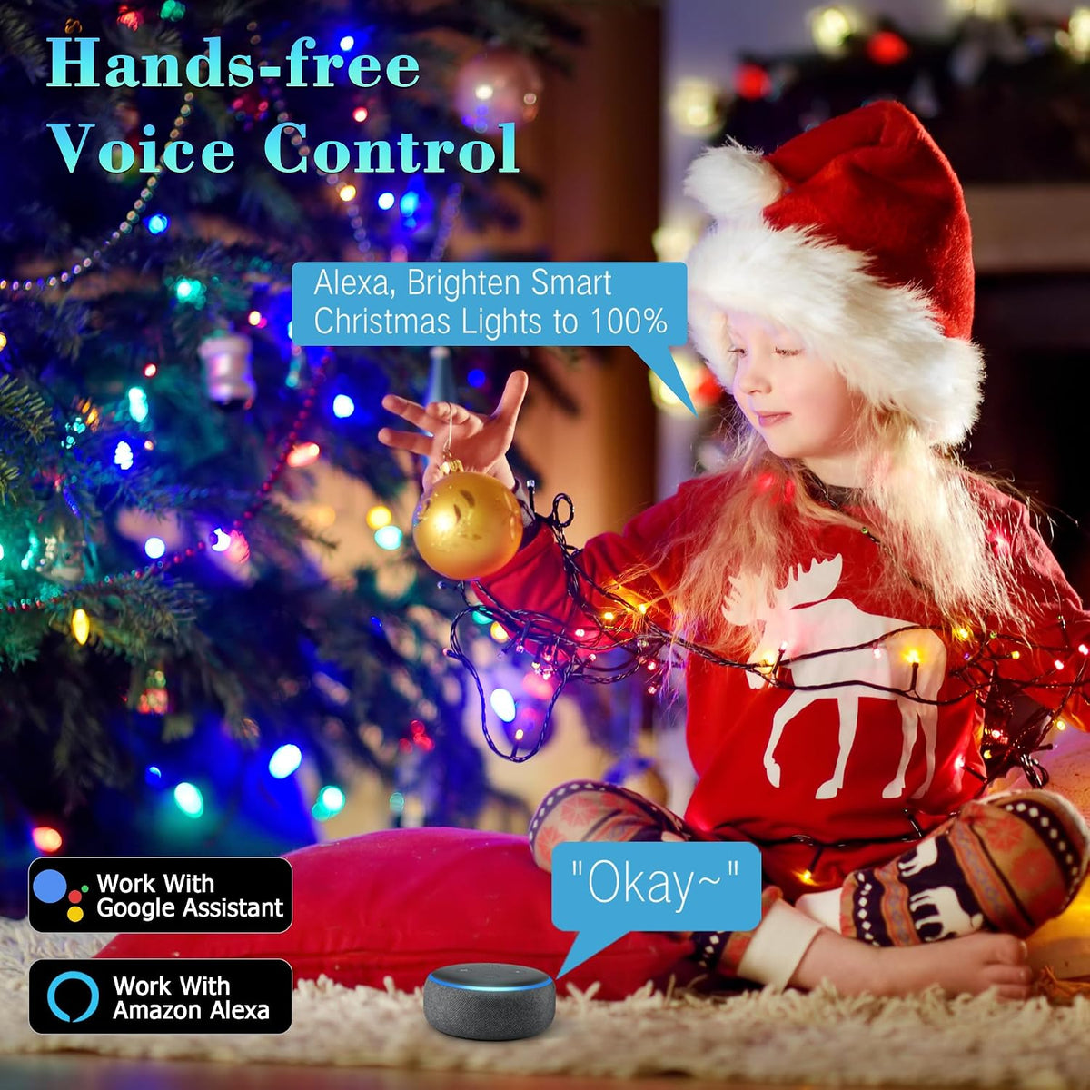 Brizled Guirnalda de luces inteligentes de Navidad, 300 luces LED q...
