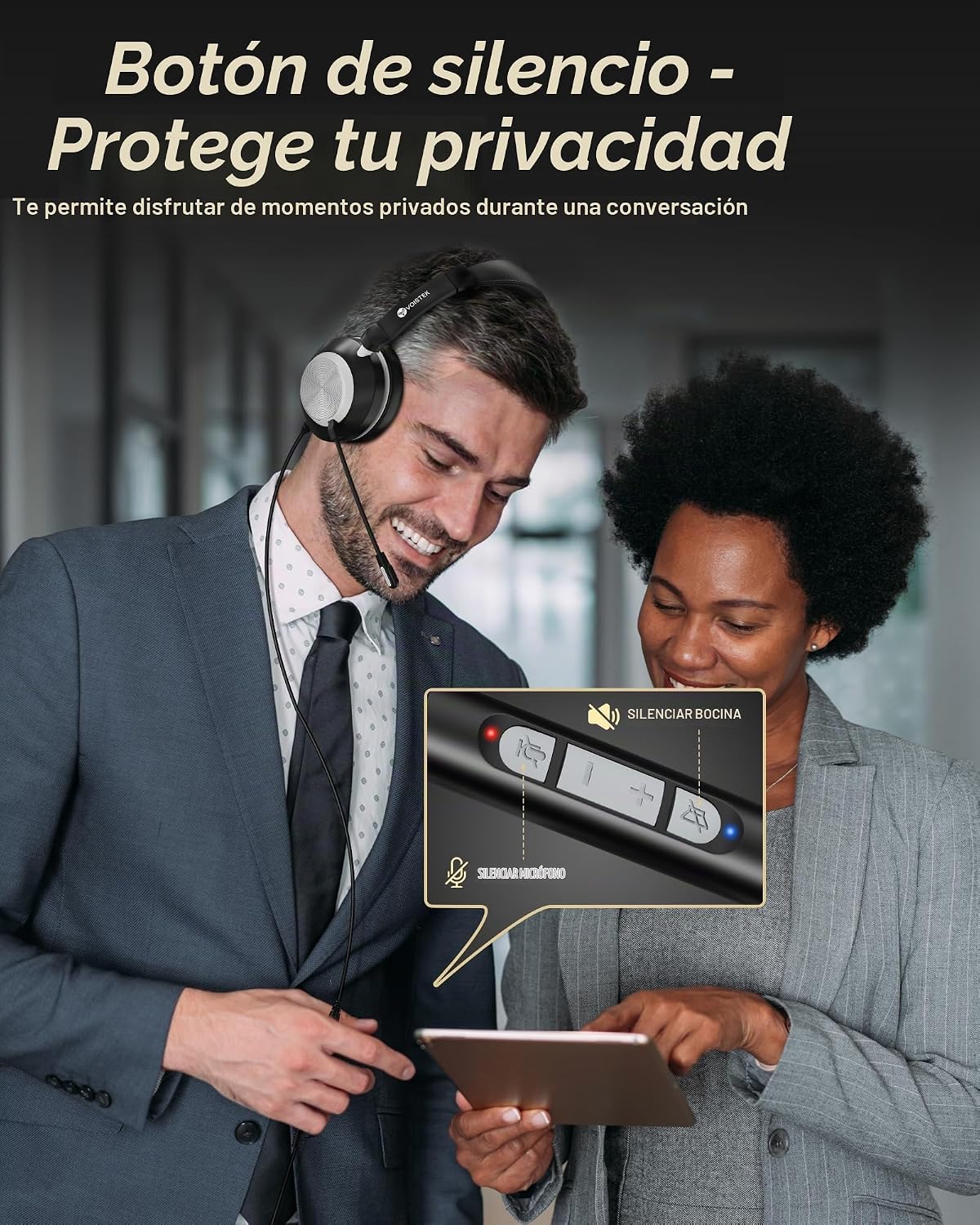 Voistek Auriculares USB con micrófono para PC, auriculares de traba...