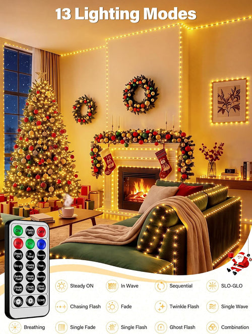 800 luces LED de Navidad de 263 pies IP67 impermeables, blanco cáli...