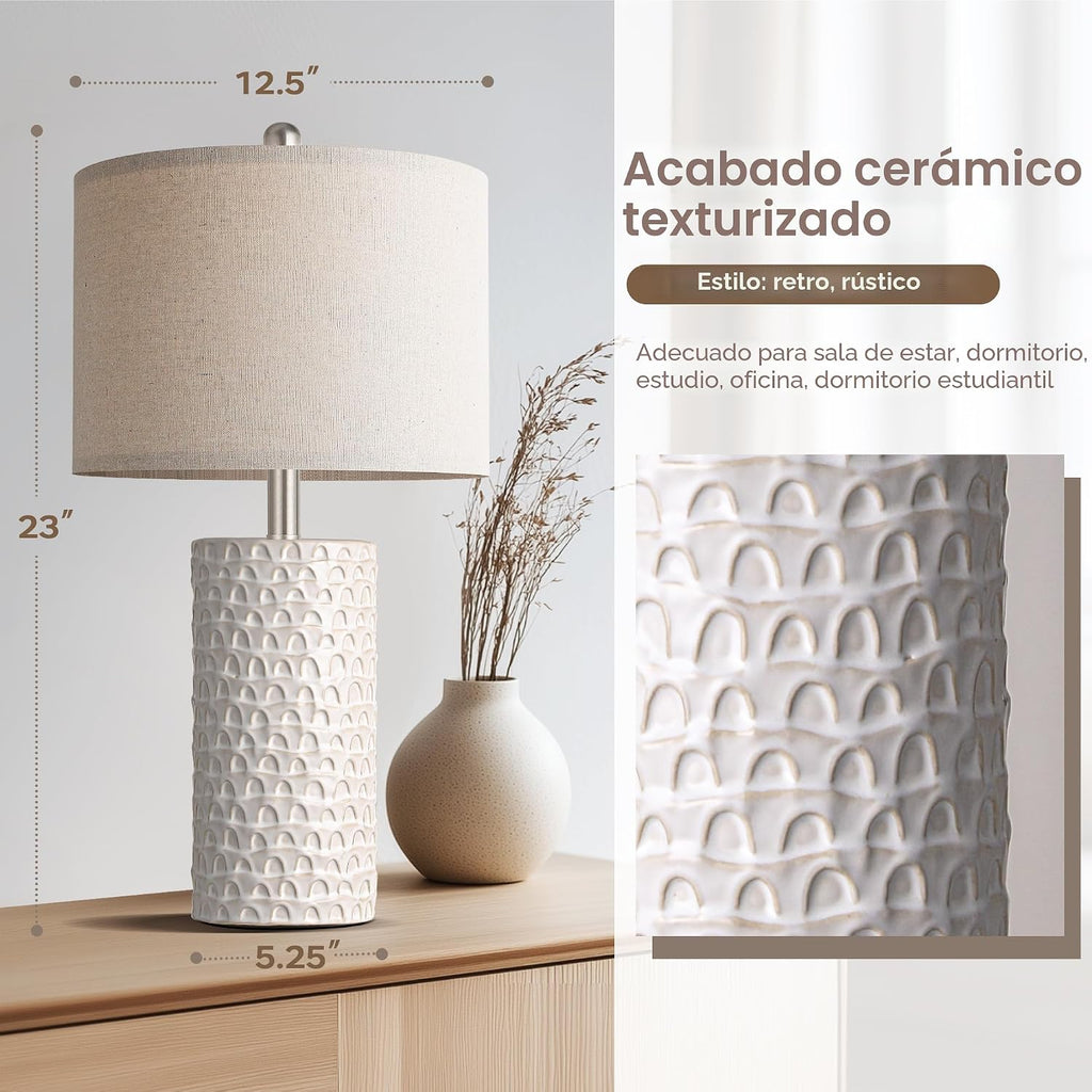 PARTPHONER Juego de 2 lámparas de mesa de cerámica modernas de 23 p...