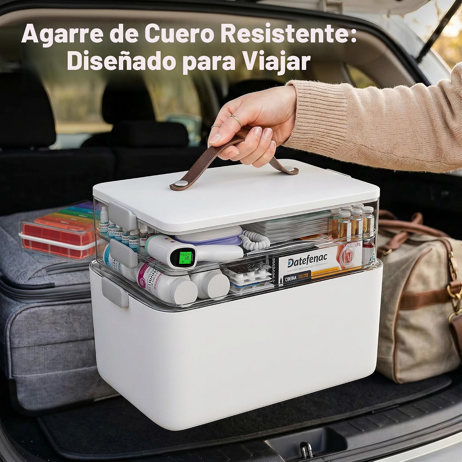 CTIME Organizador de medicamentos de 3 niveles, botiquín portátil c...