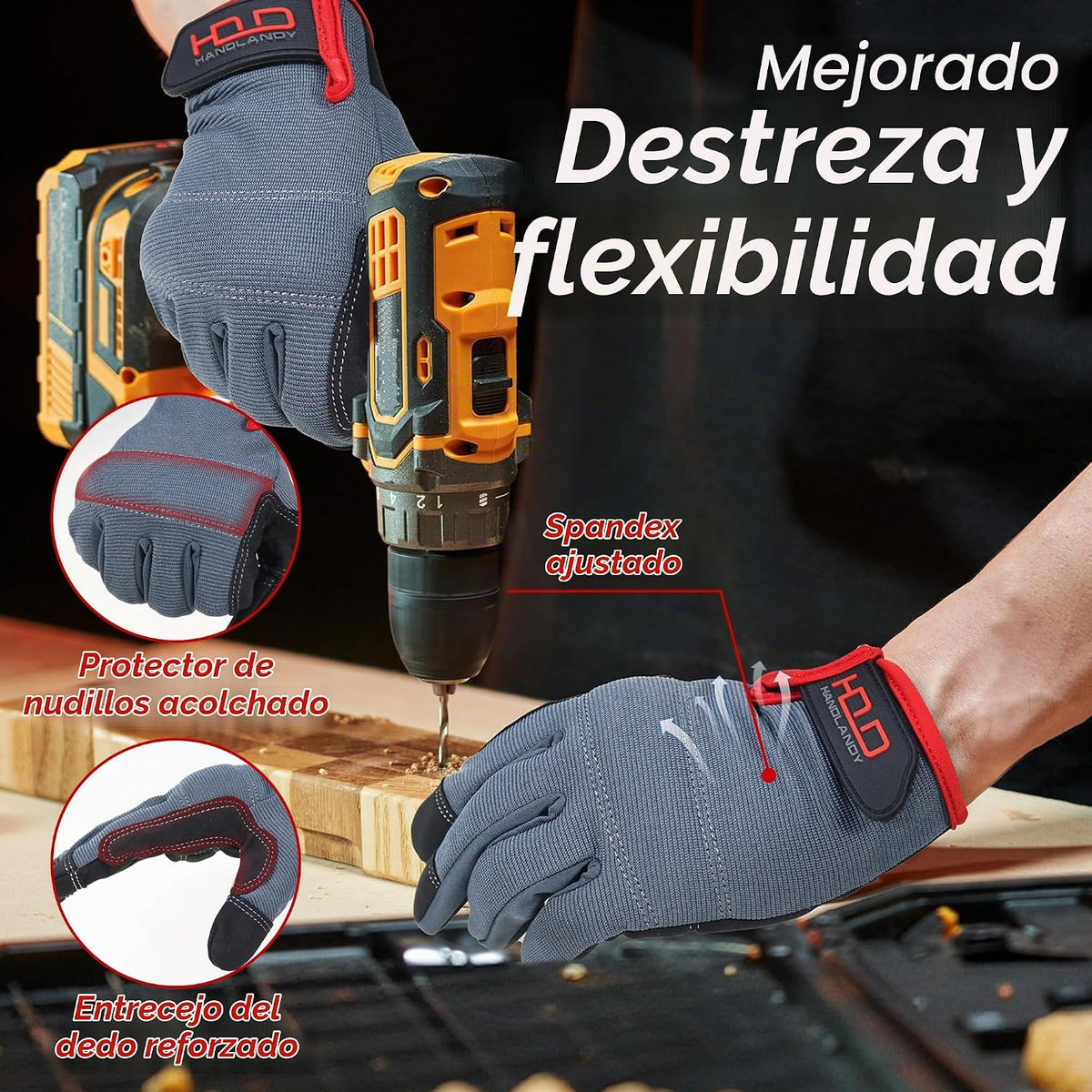 HANDLANDY Guantes de trabajo para hombre y mujer, guantes de trabaj...