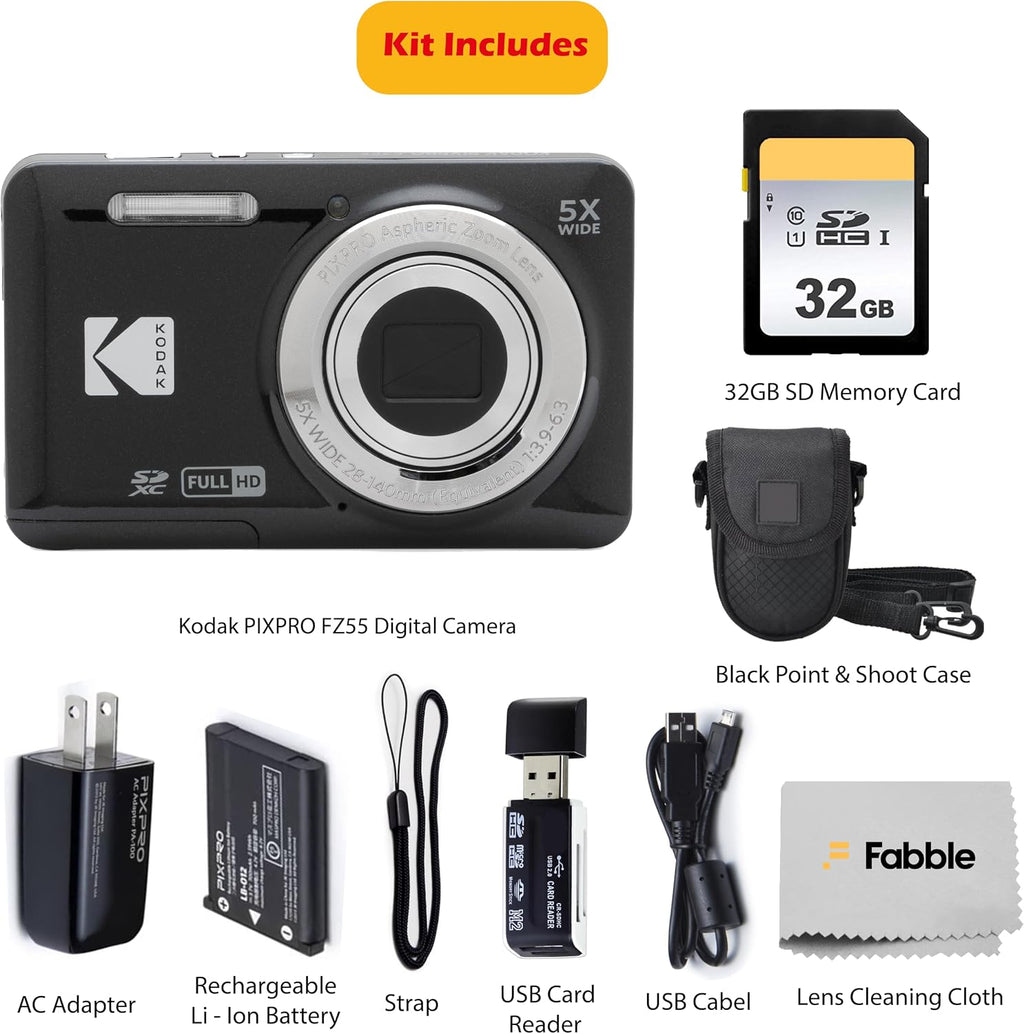 KODAK PIXPRO FZ55 - Cámara digital de 16 Mp de punto y disparo, zoo...