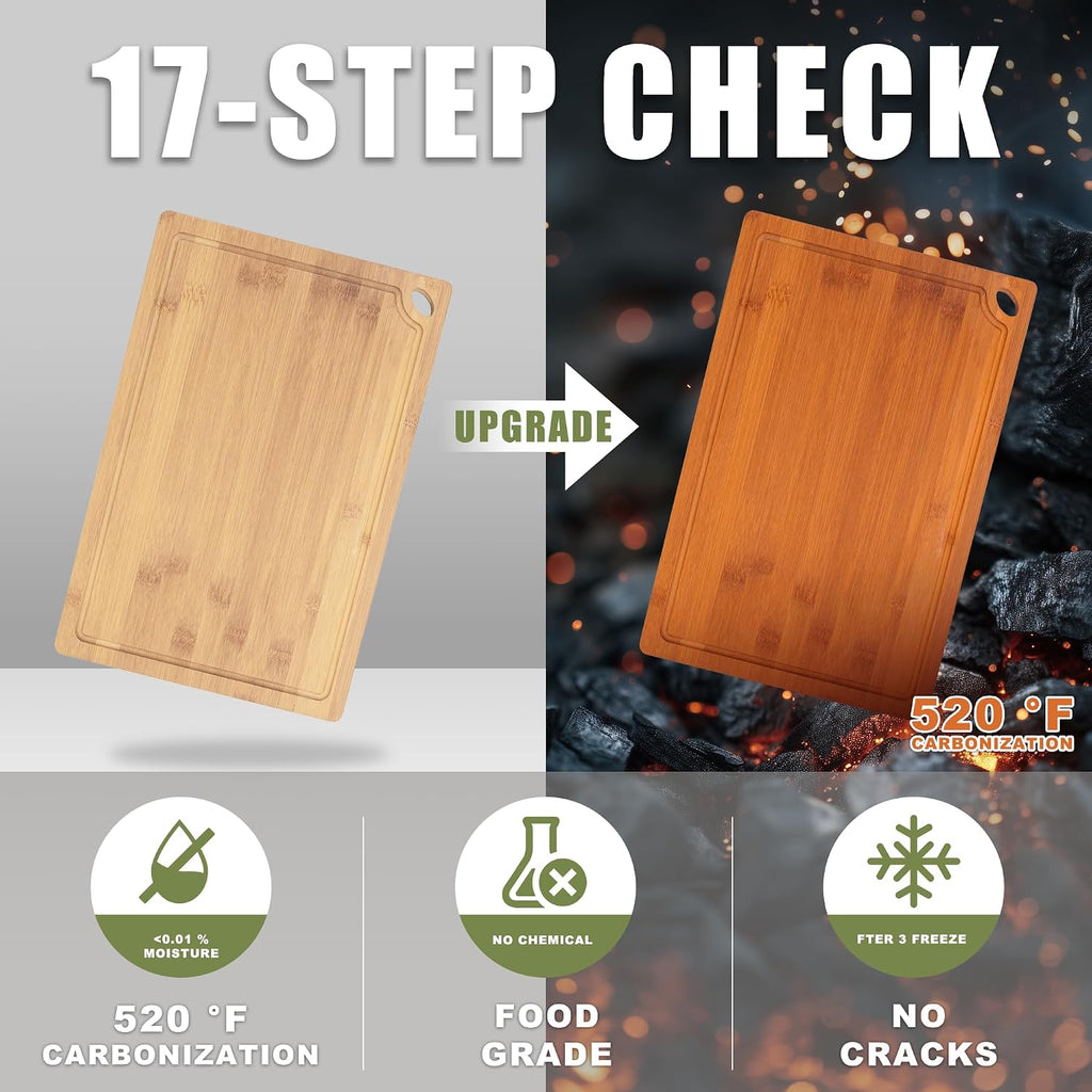 Juego de tablas de cortar de bambú orgánico de 3 piezas para cocina...
