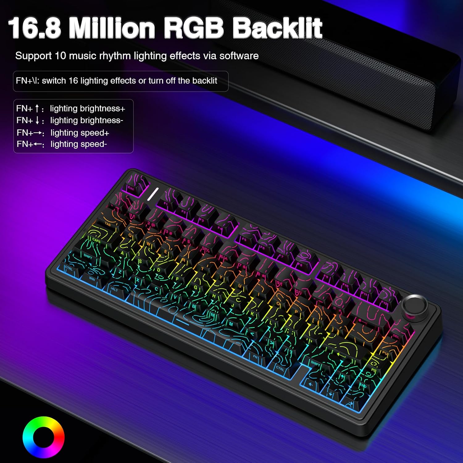 AULA F75 Pro Teclado mecánico inalámbrico con perilla, 75% teclados...