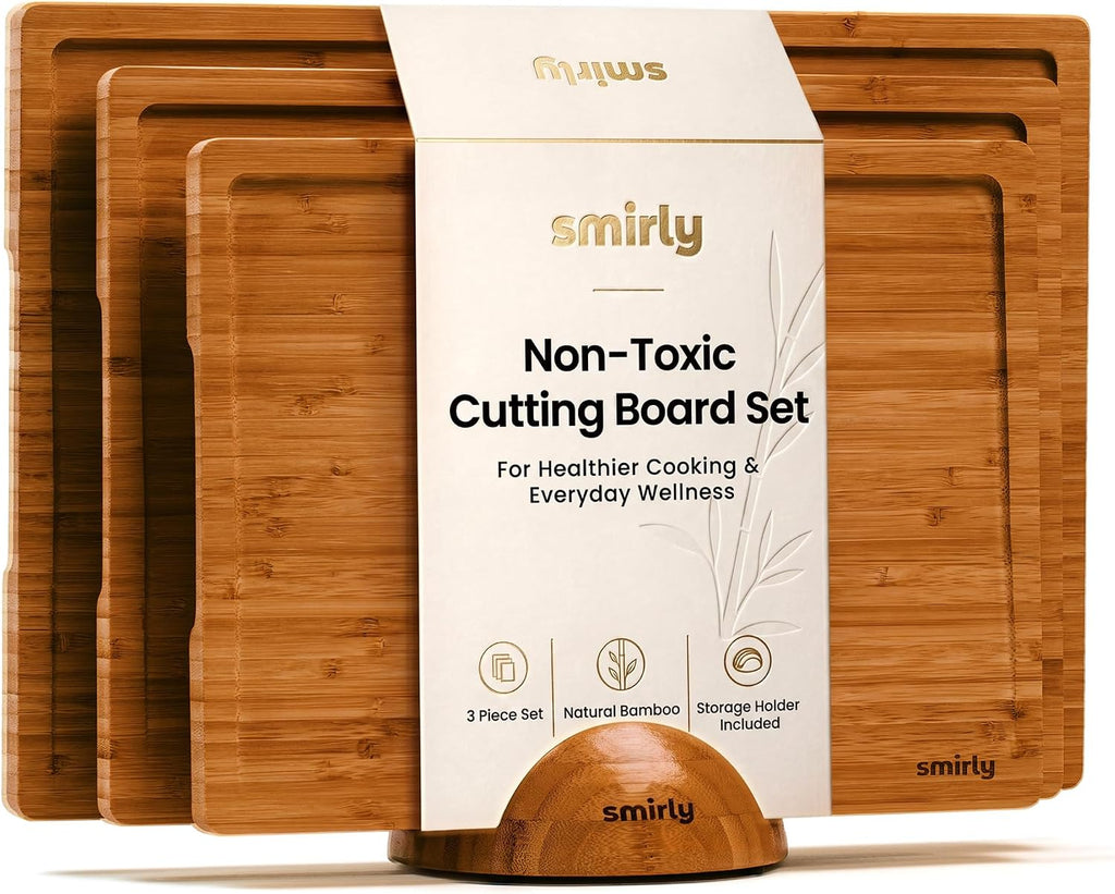 SMIRLY Tabla de cortar de madera para cocina, juego de tablas de co...