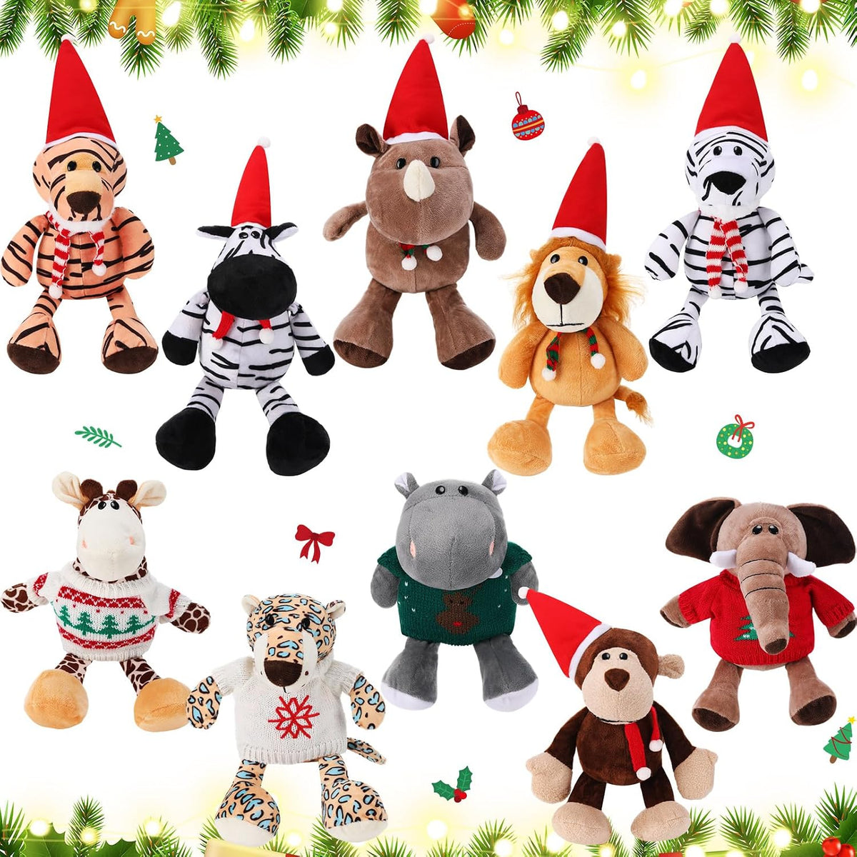 HyDren Juguetes de zoológico de peluche de animales de safari de 9...