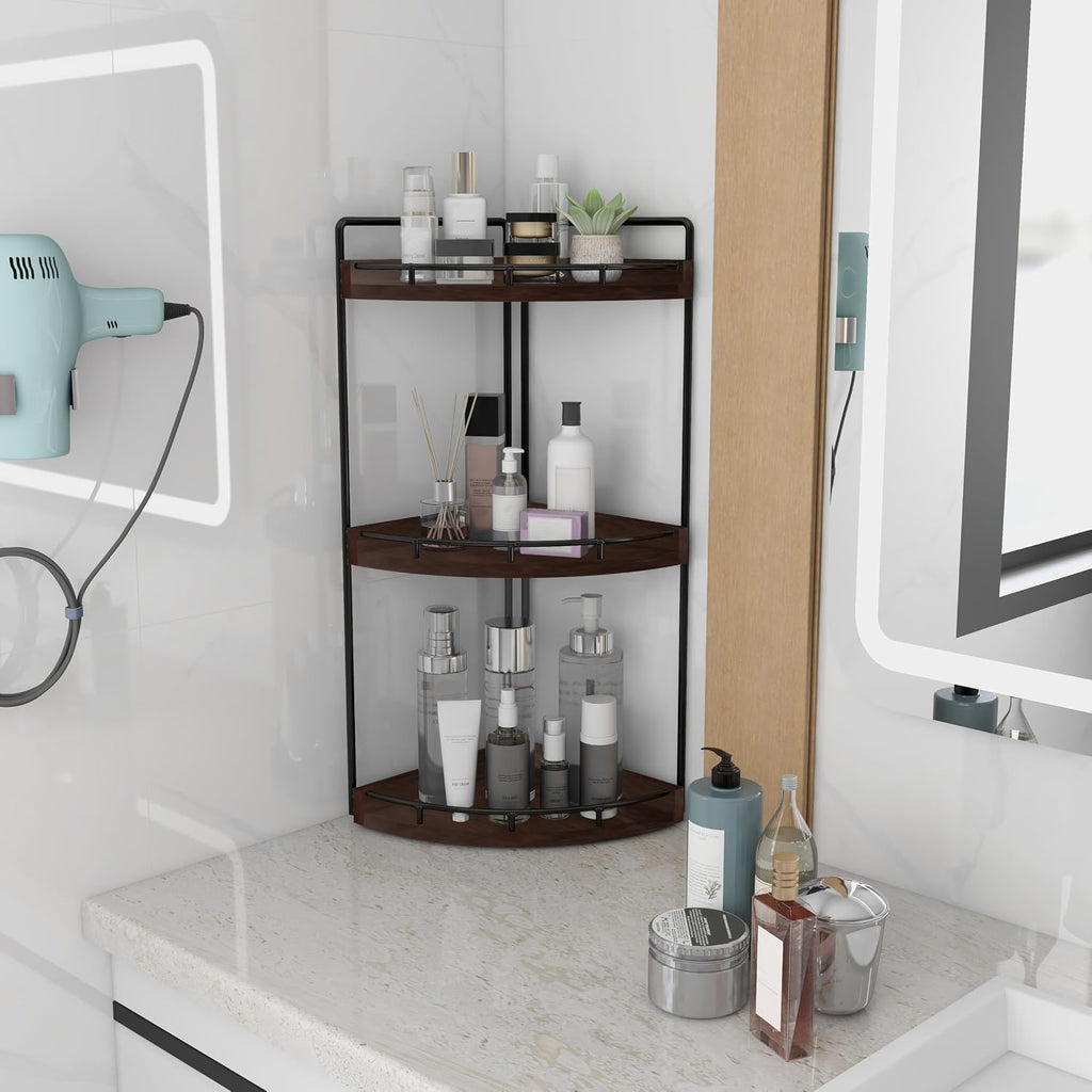 Dorhors Organizador de baño esquinero de 3 niveles para encimera pa...