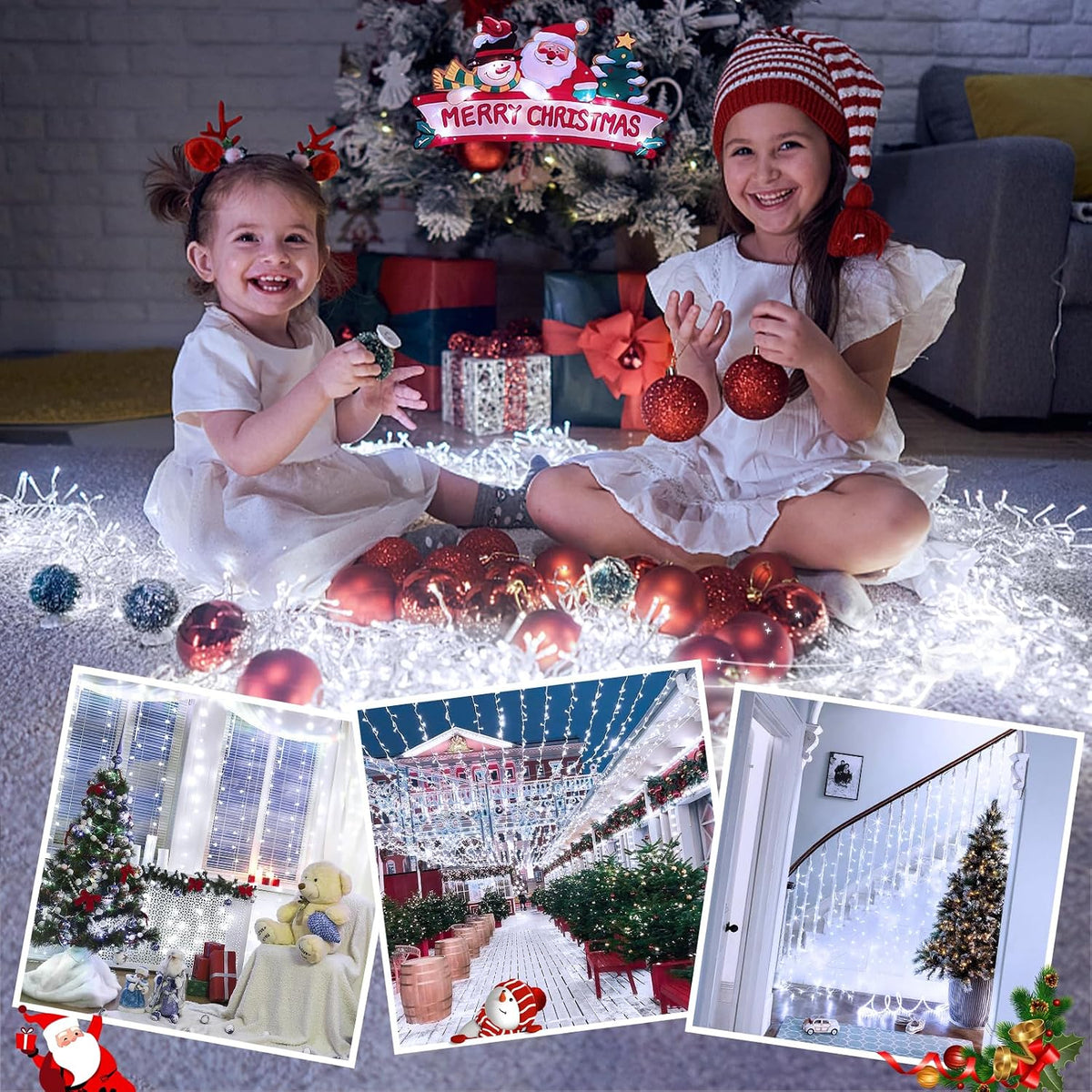 JMEXSUSS 66 pies 200 LED luces navideñas blancas para interiores y...