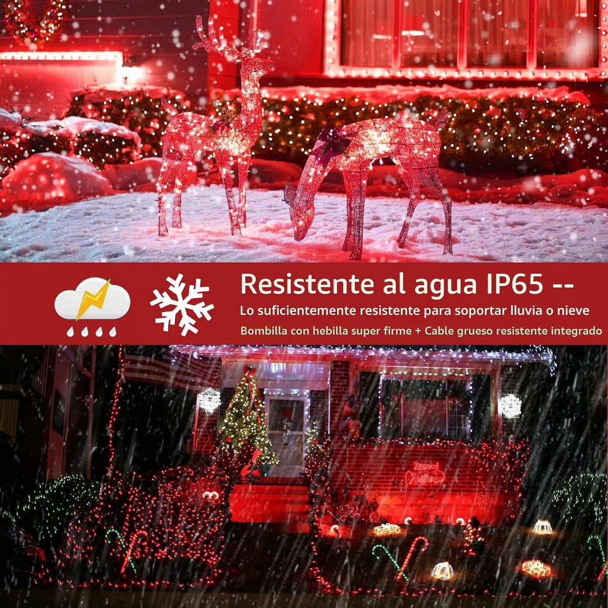 MZD8391 Luz de Navidad de 105 pies 300 LED para interiores y exteri...