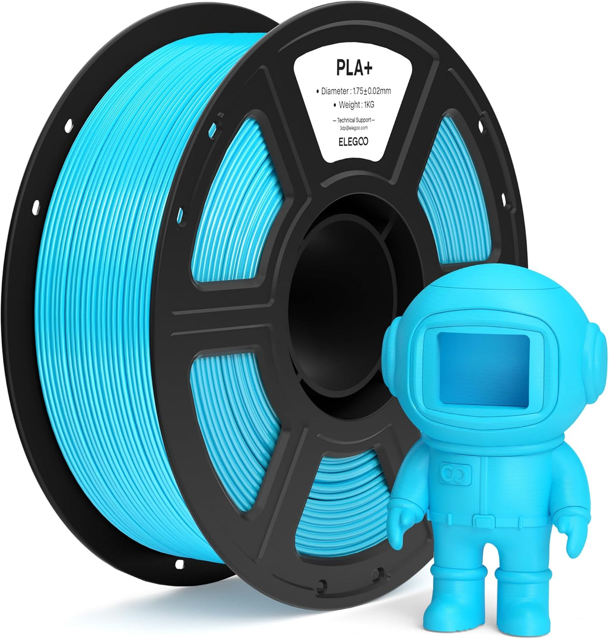 ELEGOO PLA+ Filamento para impresora 3D de 0.07 in, color azul ciel...