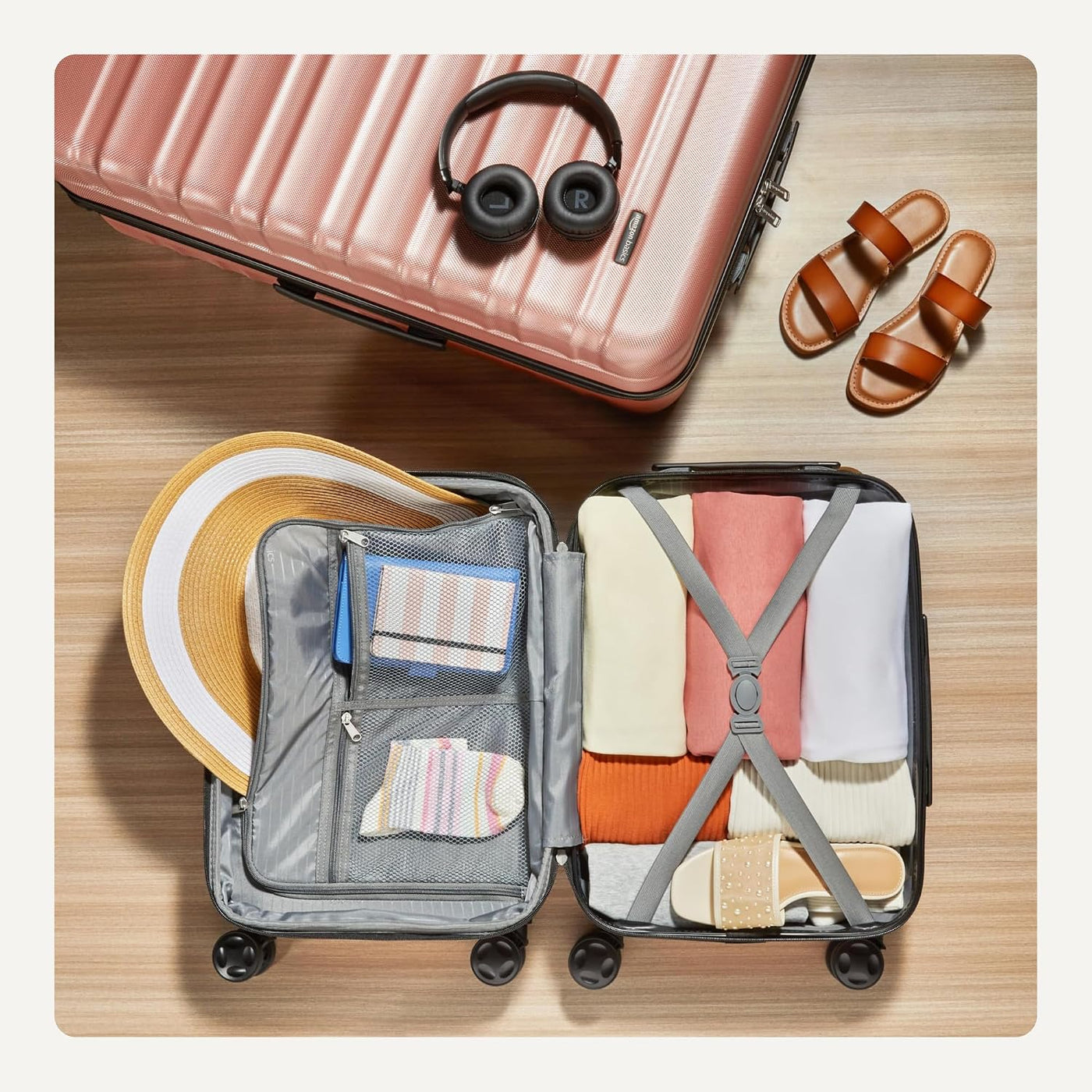 Amazon Basics Maleta rígida giratoria, equipaje de mano expandible...