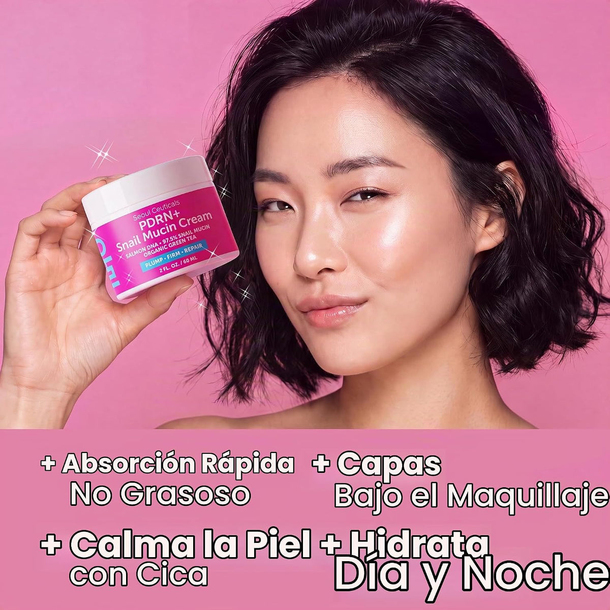 Crema hidratante facial con mucina de caracol y ADN de salmón PDRN...