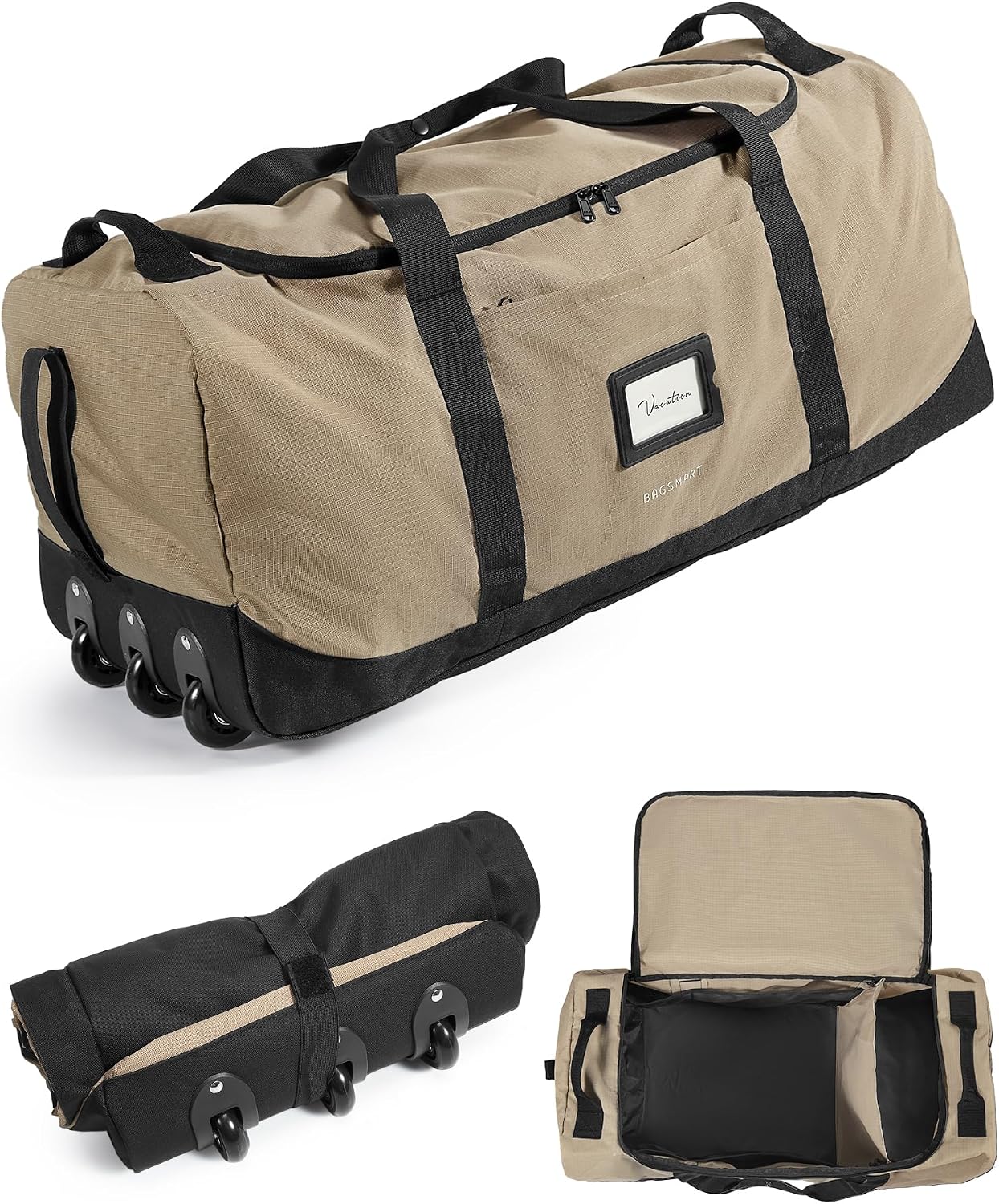 BAGSMART Bolsa de viaje plegable 83L, bolsa de lona grande para via...