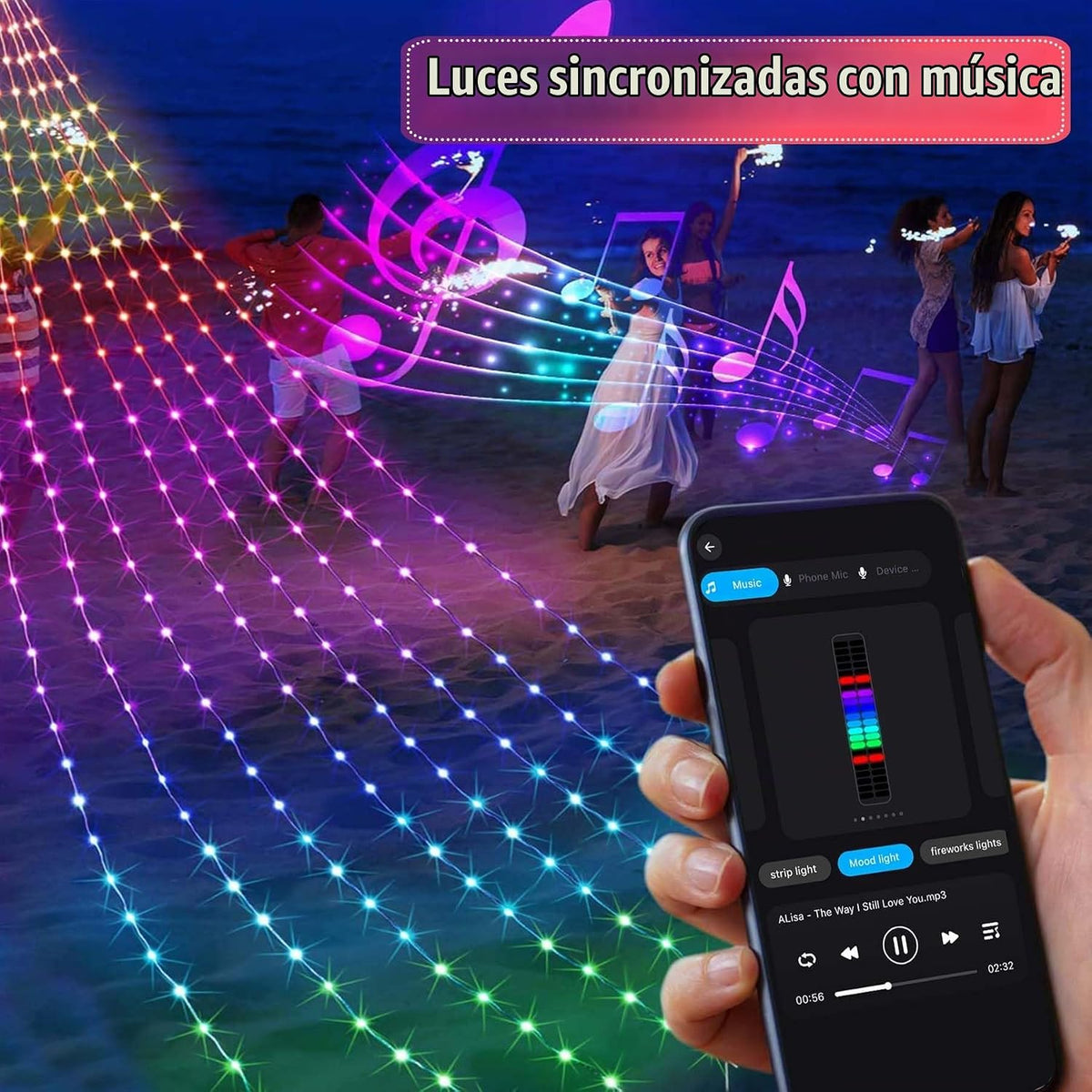 Luces inteligentes para árbol de Navidad, línea colgante de 6.5 pie...