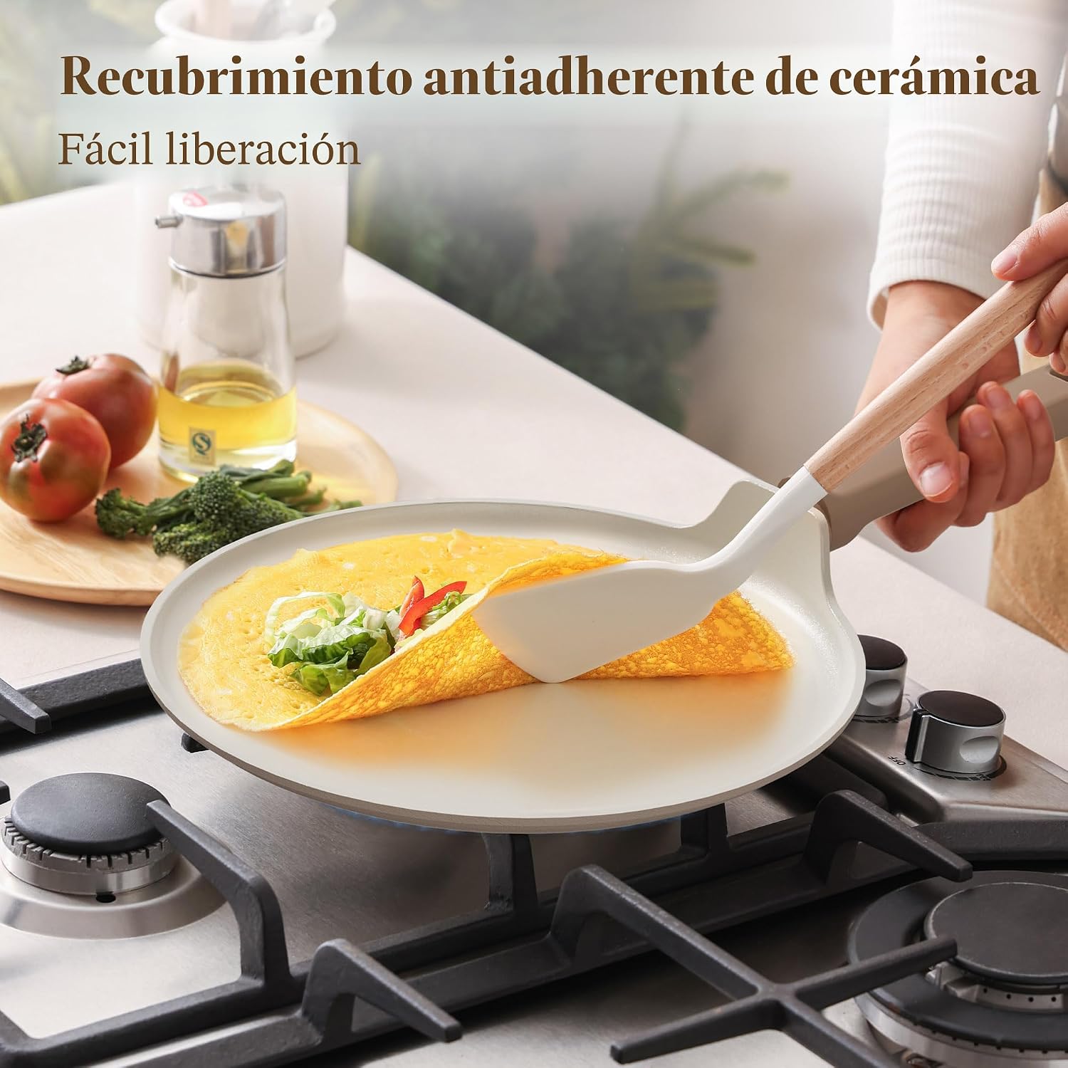 SENSARTE Juego de ollas y sartenes de cerámica antiadherentes, jueg...