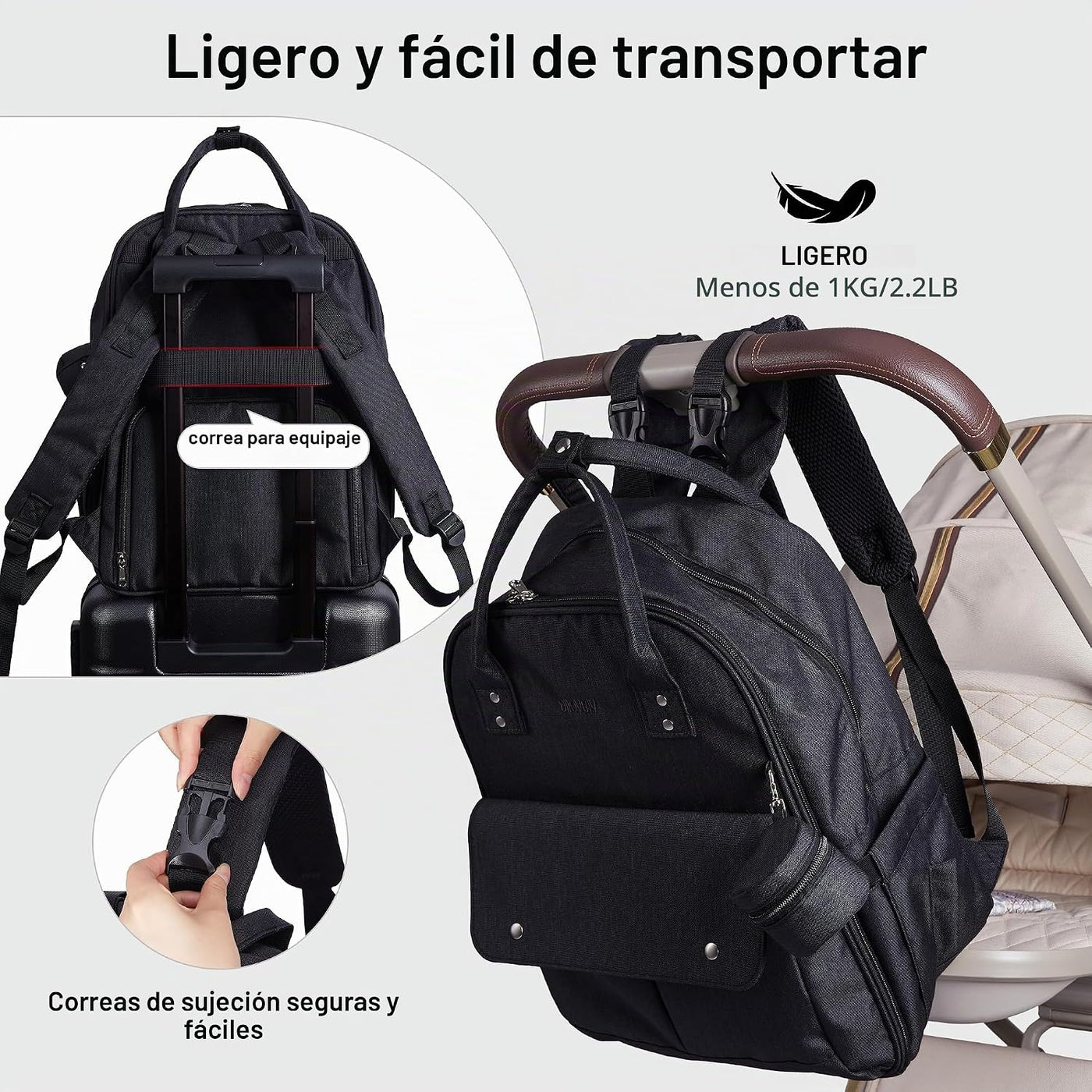 Mochila para pañales de gran capacidad Allovely, separación en seco...