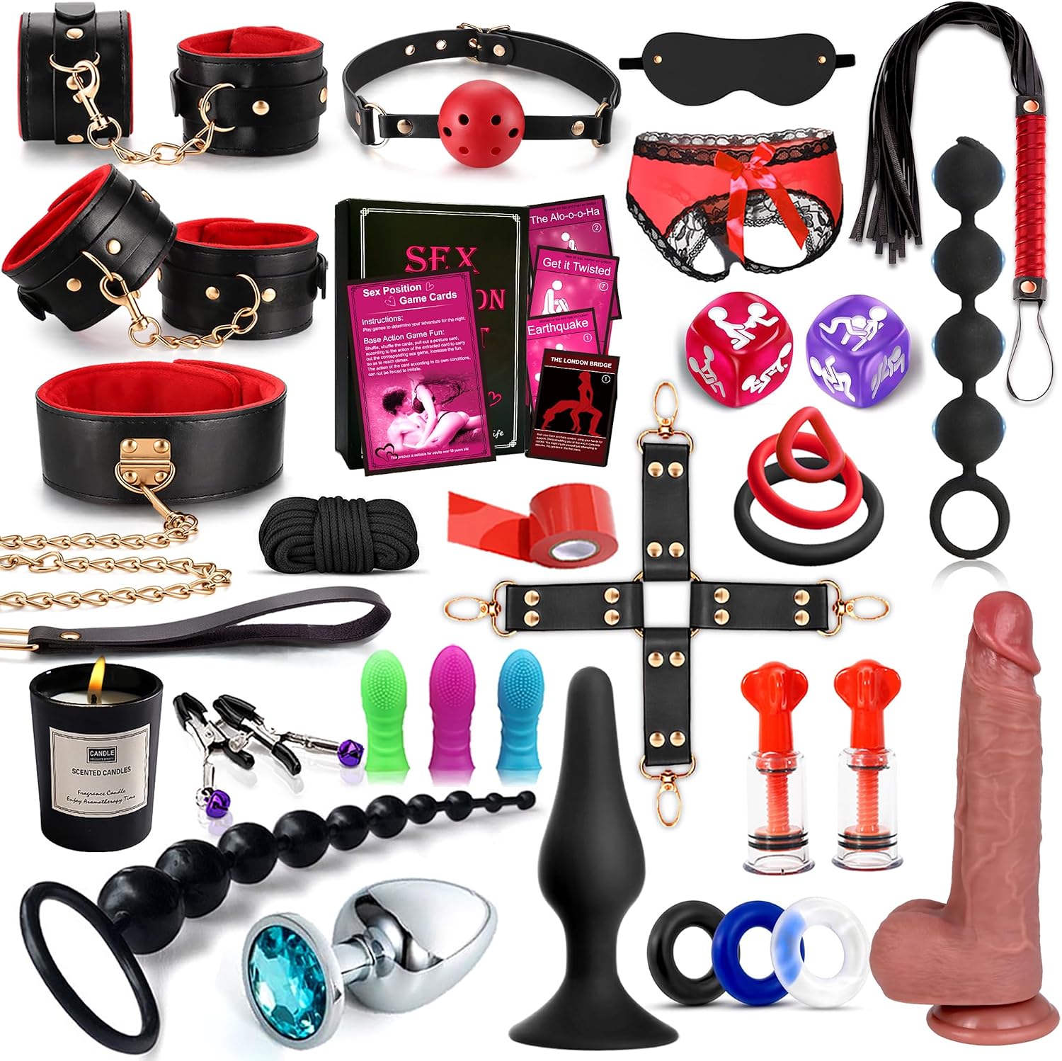 Juego de 32 piezas de restricciones sexuales BDSM, juguetes sexuale...