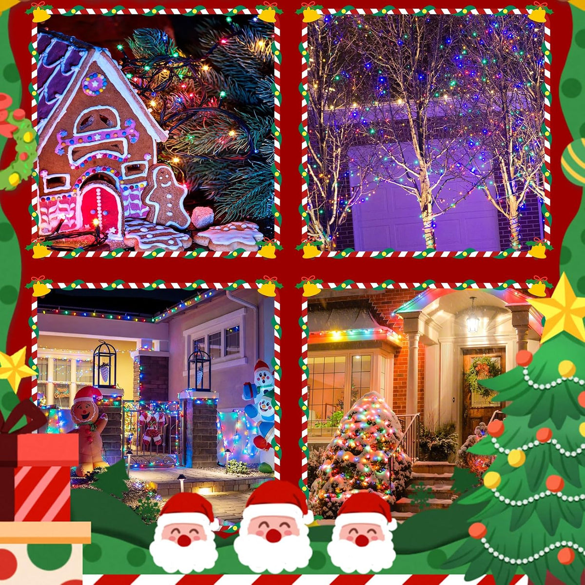 Tira de luces de Navidad con control por voz, 88 pies, 240 luces LE...