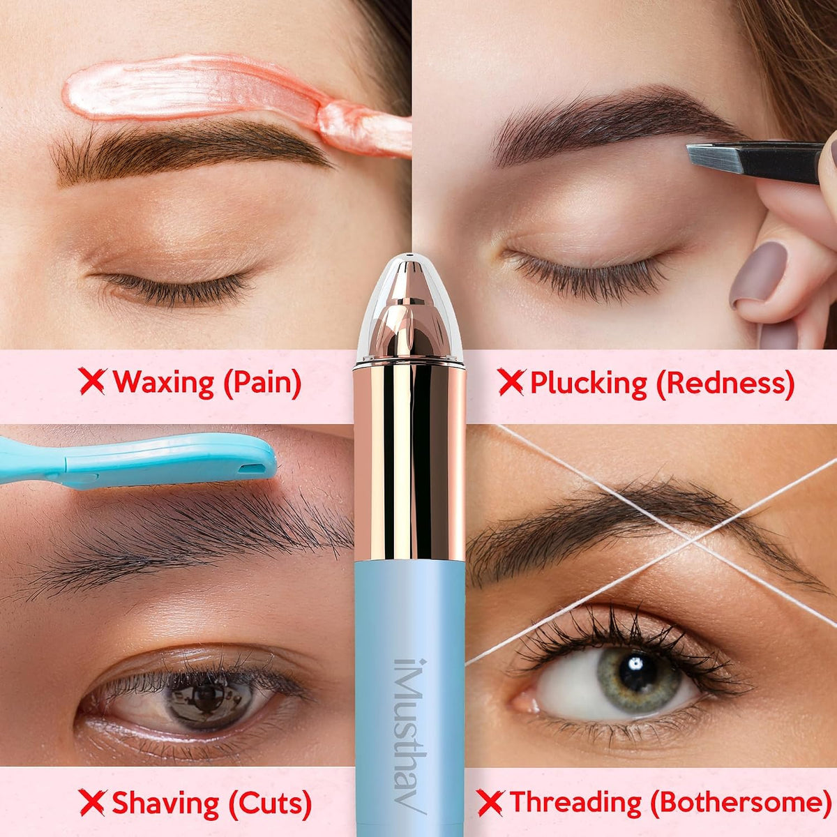 iMusthav Cortador de cejas eléctrico impecable para mujeres con bat...