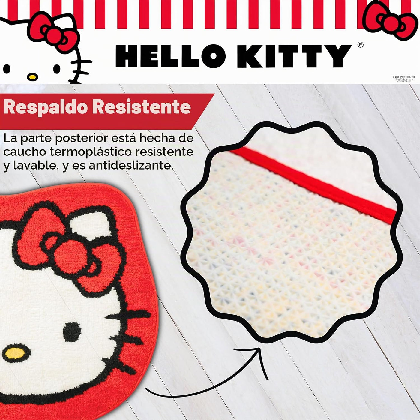 Hello Kitty - Alfombra de baño de felpa de punto de poliéster antid...