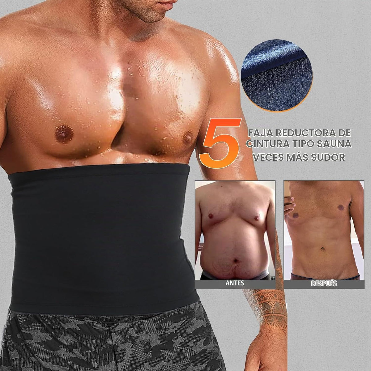 Cinturón Reductor de Cintura Premium para Hombres, Cinturón Sauna d...