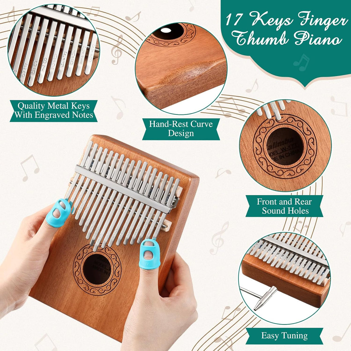 Resholder Rain Drum para piano de pulgar Kalimba de jardín exterior...