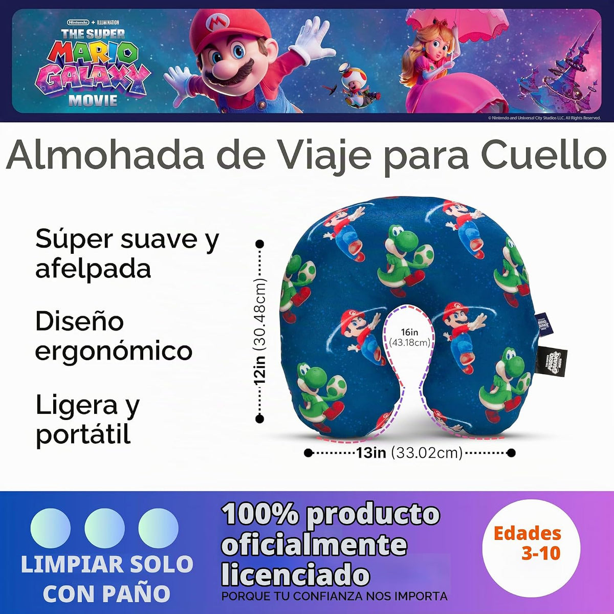 The Super Mario Galaxy Movie Travel Neck Pillow \u2013 Almohada sua...