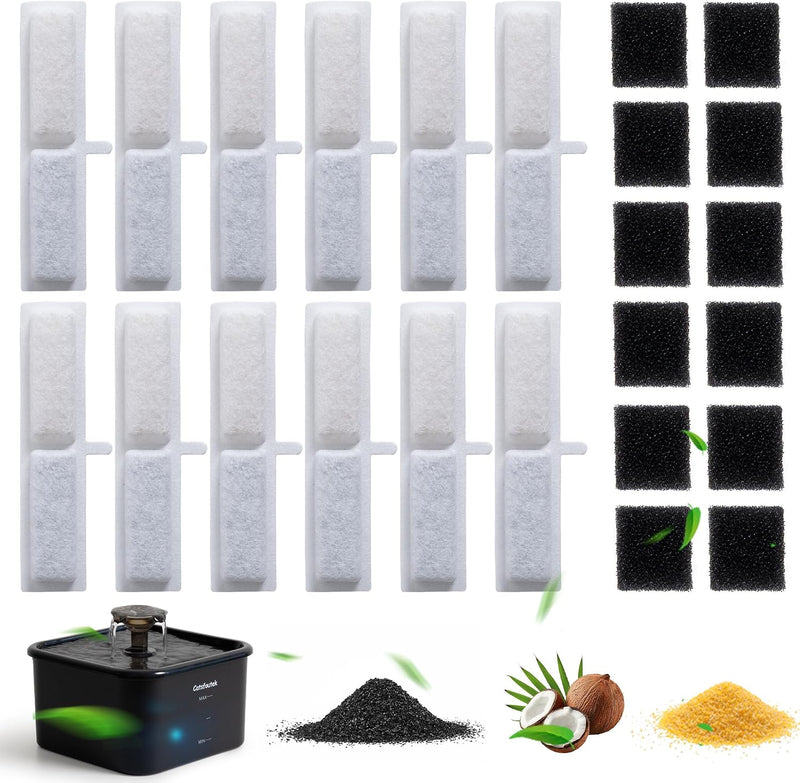Catsfoutek - Filtros para fuente de agua para gatos, paquete de 12...