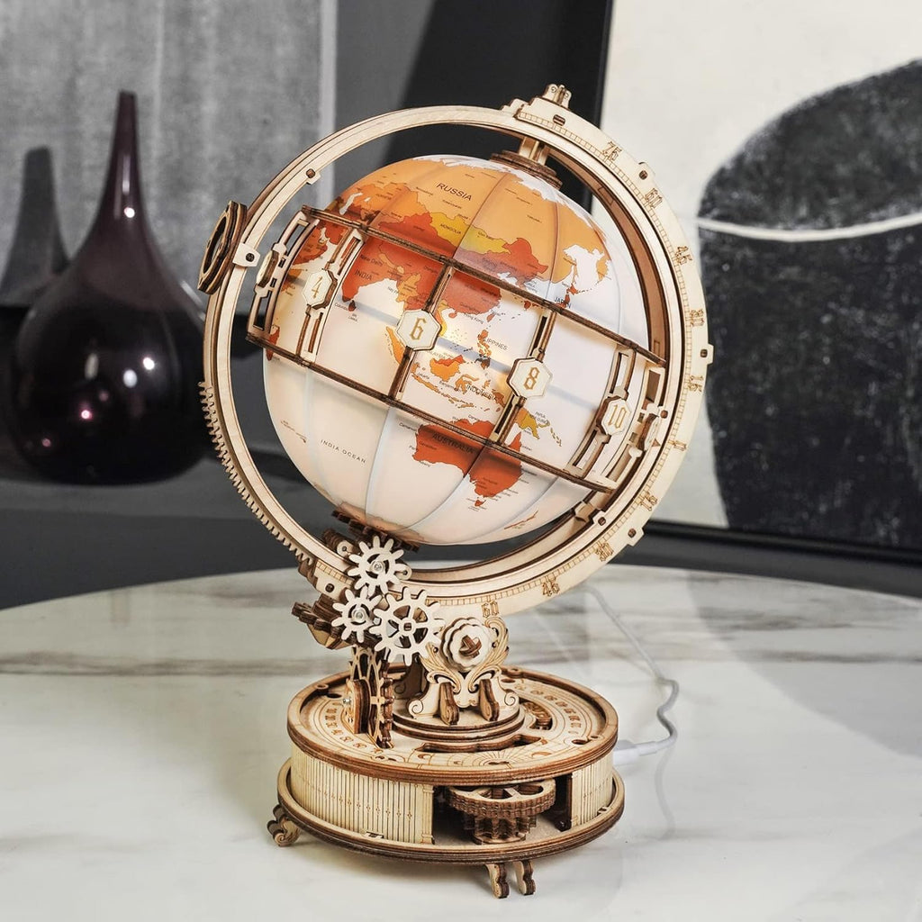 ROKR Rompecabezas de madera 3D para adultos Globo iluminado con sop...