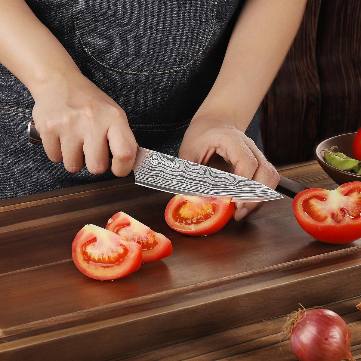 Sunnecko - Cuchillo pequeño de chef de 5.5 pulgadas, cuchillo utili...