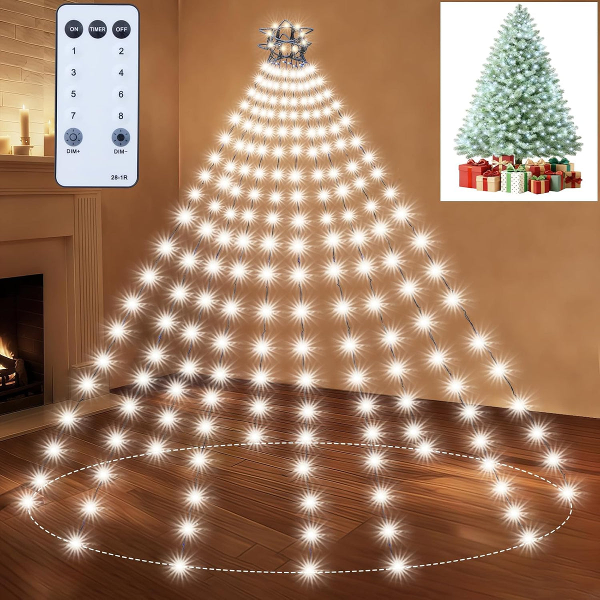 Meknow Luces blancas para árbol de Navidad, luces de Navidad para i...