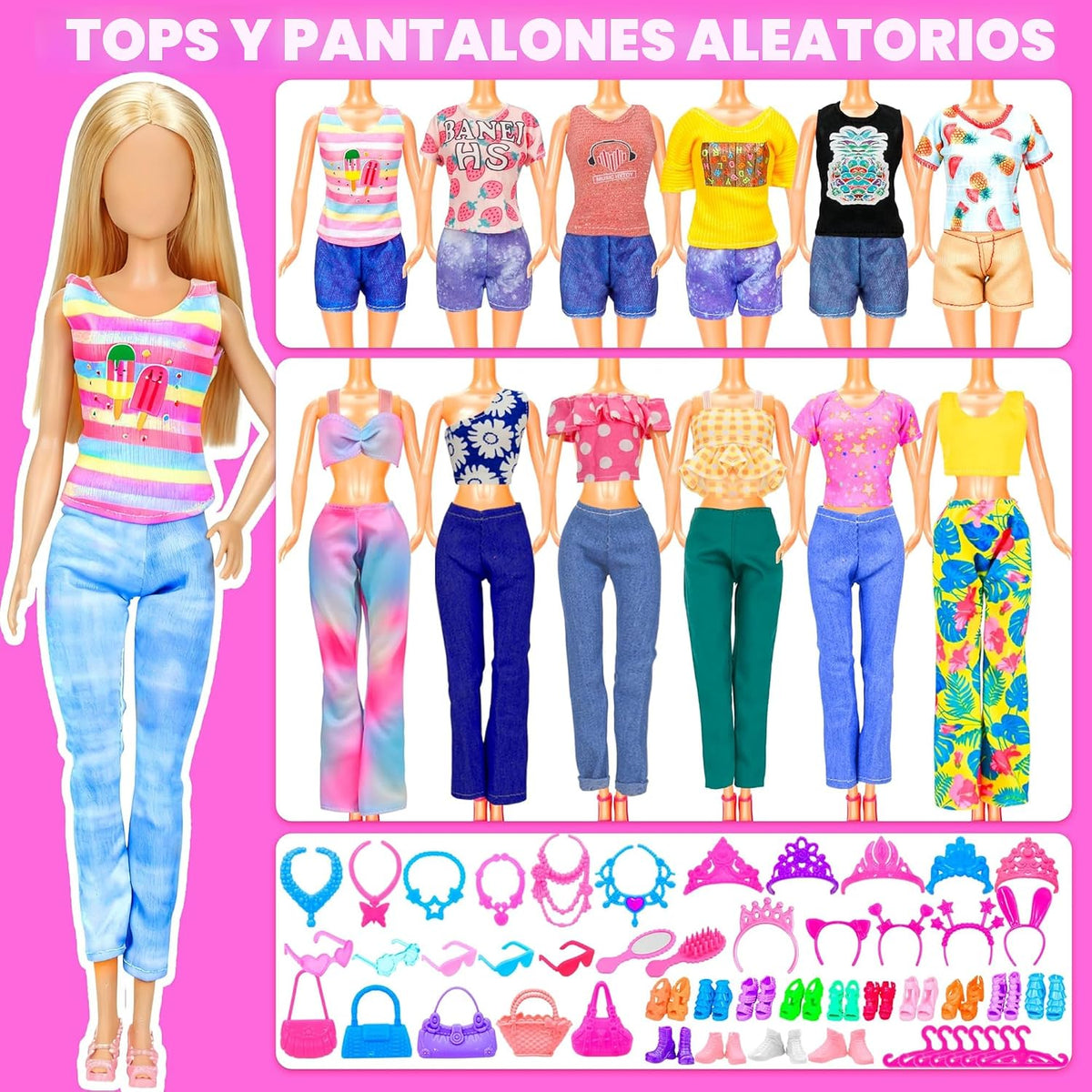 138 piezas de ropa y accesorios para muñecas, 5 vestidos de boda, 9...