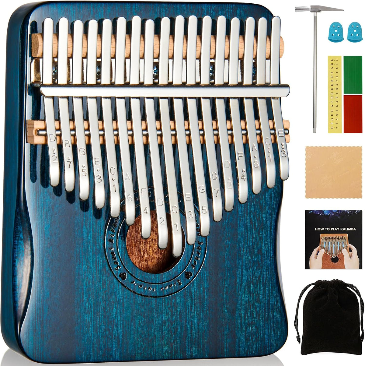 Kalimba - Piano de pulgar con 17 teclas, color azul